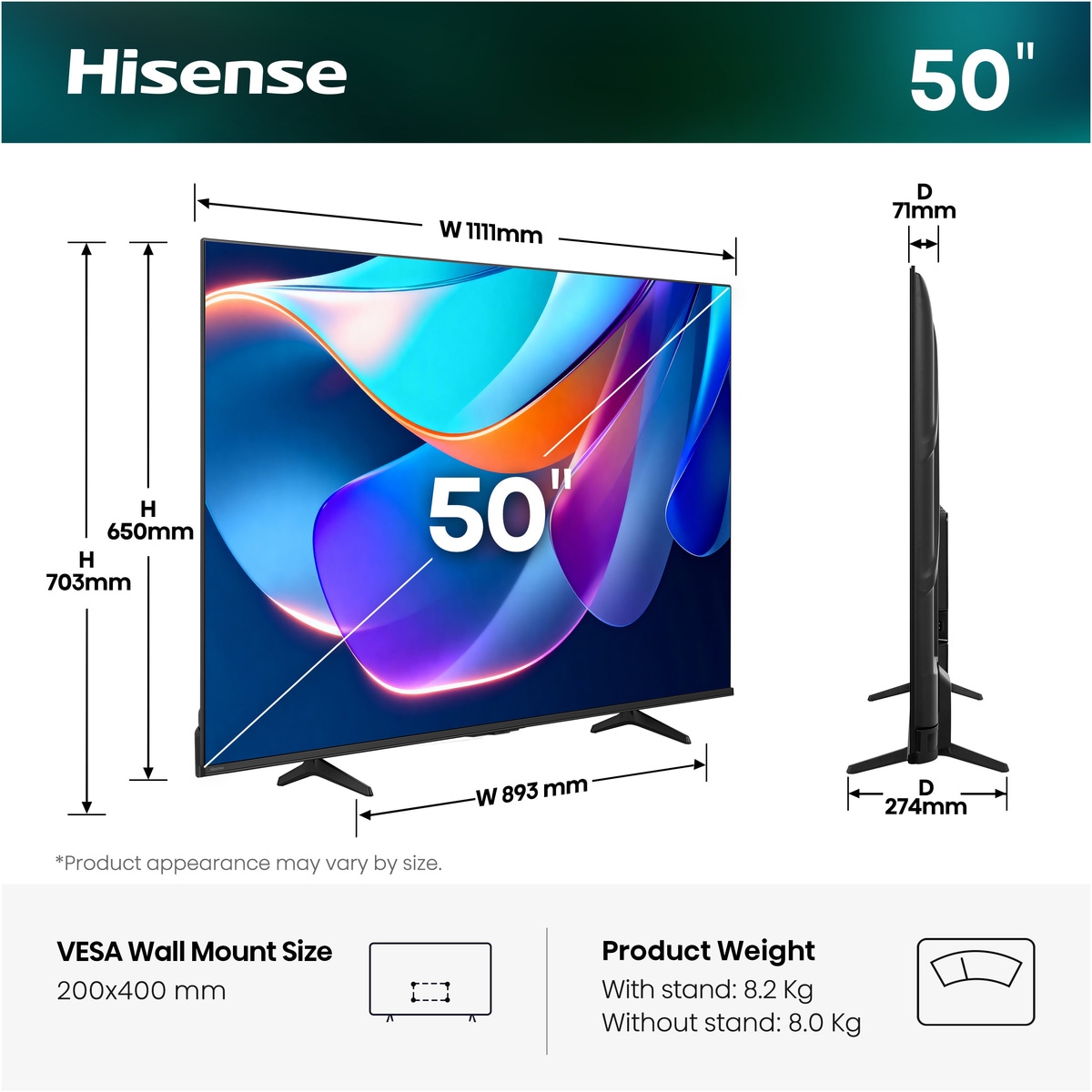 Hisense DLED-Fernseher »50E6DS« 126 cm/50 ″ Smart-TV
