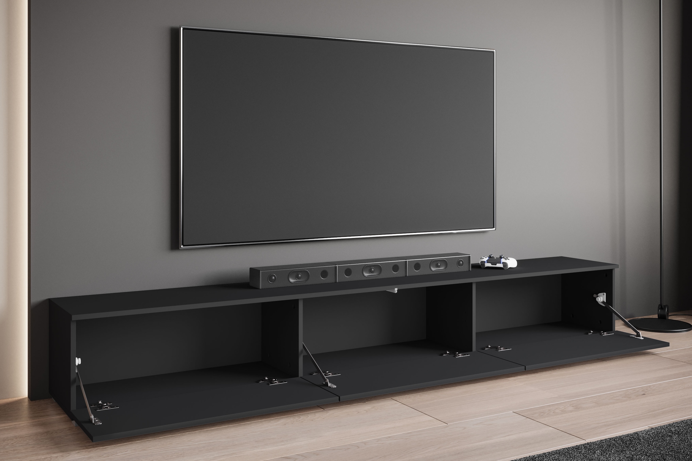 GOODproduct Lowboard »Kenia TV-Schrank, 220 cm breit, mit 3 Klappen« 1 Stk. tlg. Stand- oder Hängemontage, stilvolles Design