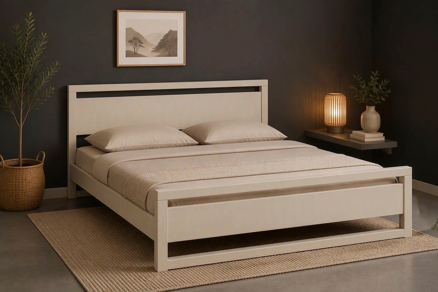 GOODproduct Massivholzbett »Wellow , Kaschmir-Beige-Beige, Kiefer, inklusive Lattenrost« nordisch-modern, bis 180 kg belastbar, FSC® & Made in Europe