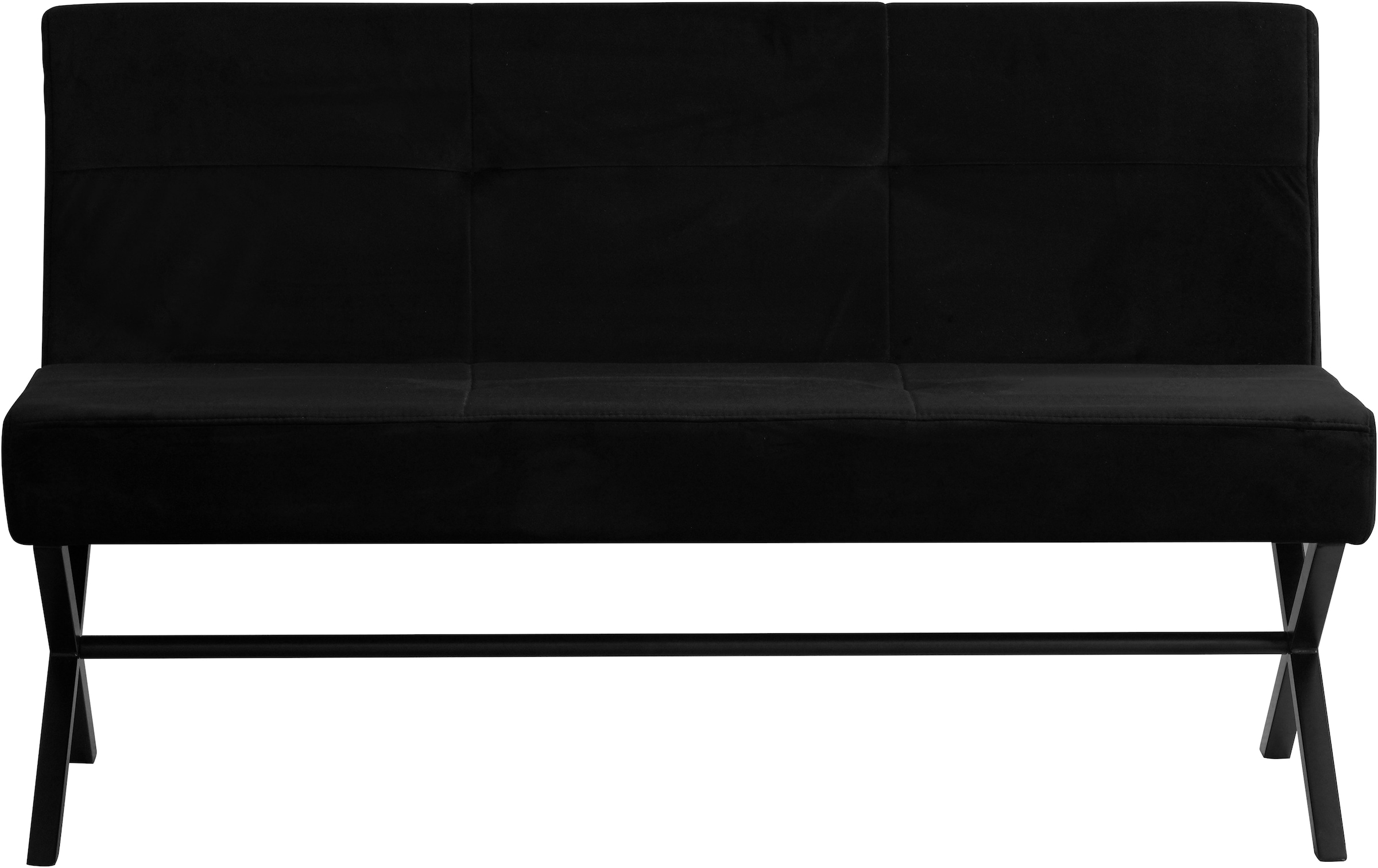 GOODproduct Banc rembourré »Narzisse« Banquette de salle à manger, banc, banquette,  Structure en X en métal noir, velours facile d'entretien, 140 cm