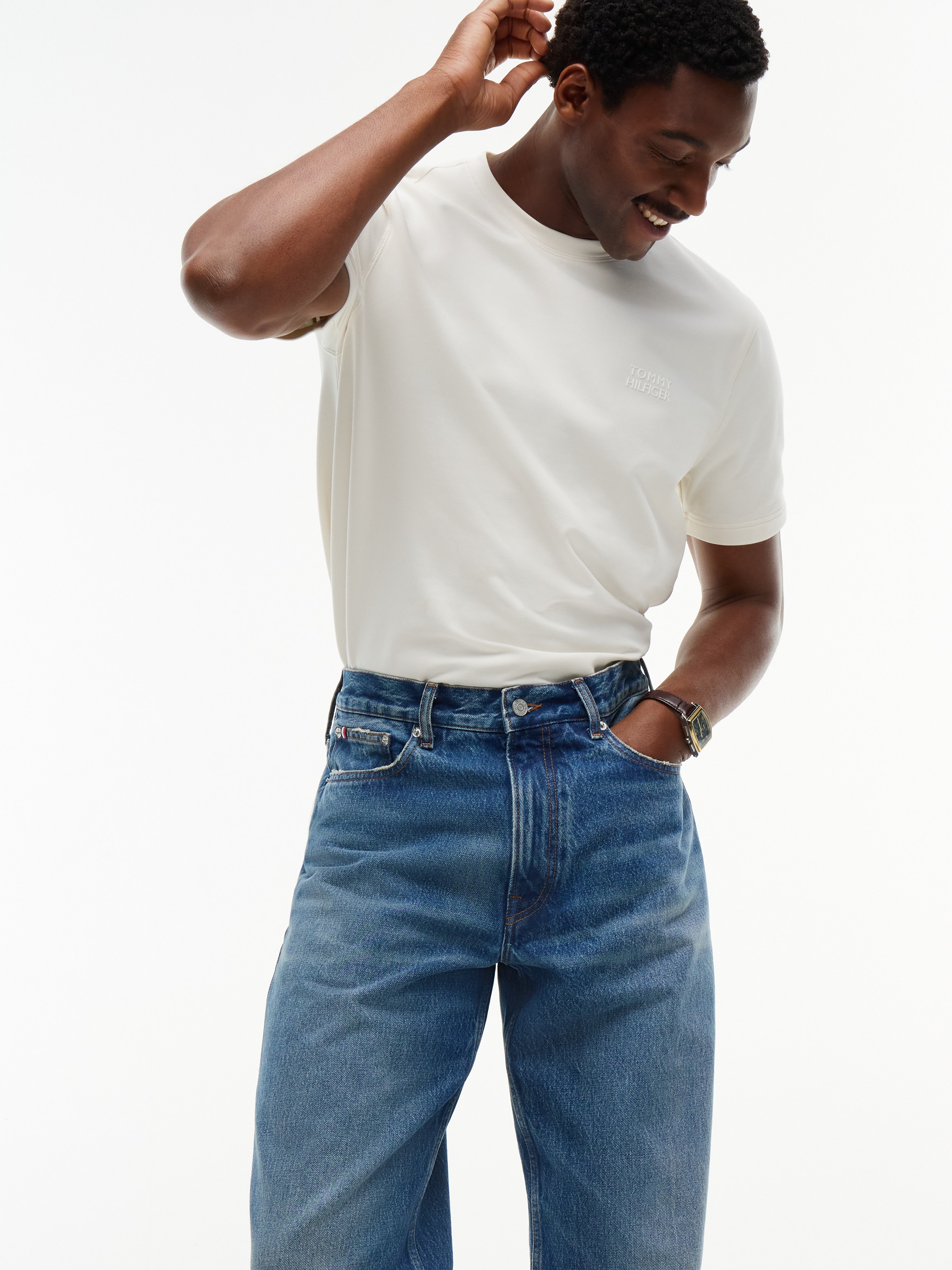 Tommy Hilfiger Jeans droit »RIVER RELAXED CHARLIE BLUE« en denim de coton, coupe décontractée