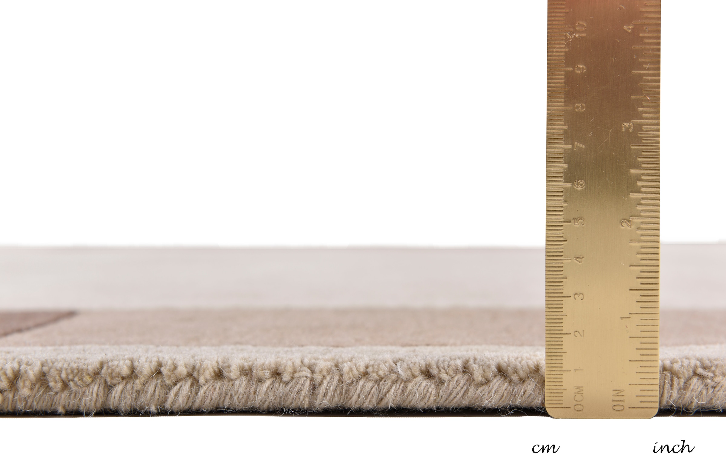 THEKO Tapis en laine »Royal Nepali 3085« Rectangulaire 15 mm Höhe reine Wolle, handgetuftet, Uni-Farben, mit Bordüre, modernes Design