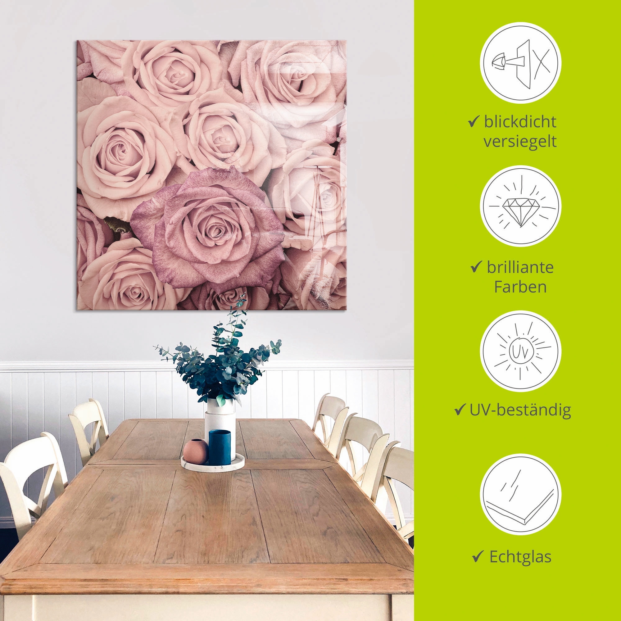 Artland Tableau en verre »Rosen« 1 cuis tlg. in verschiedenen Grössen