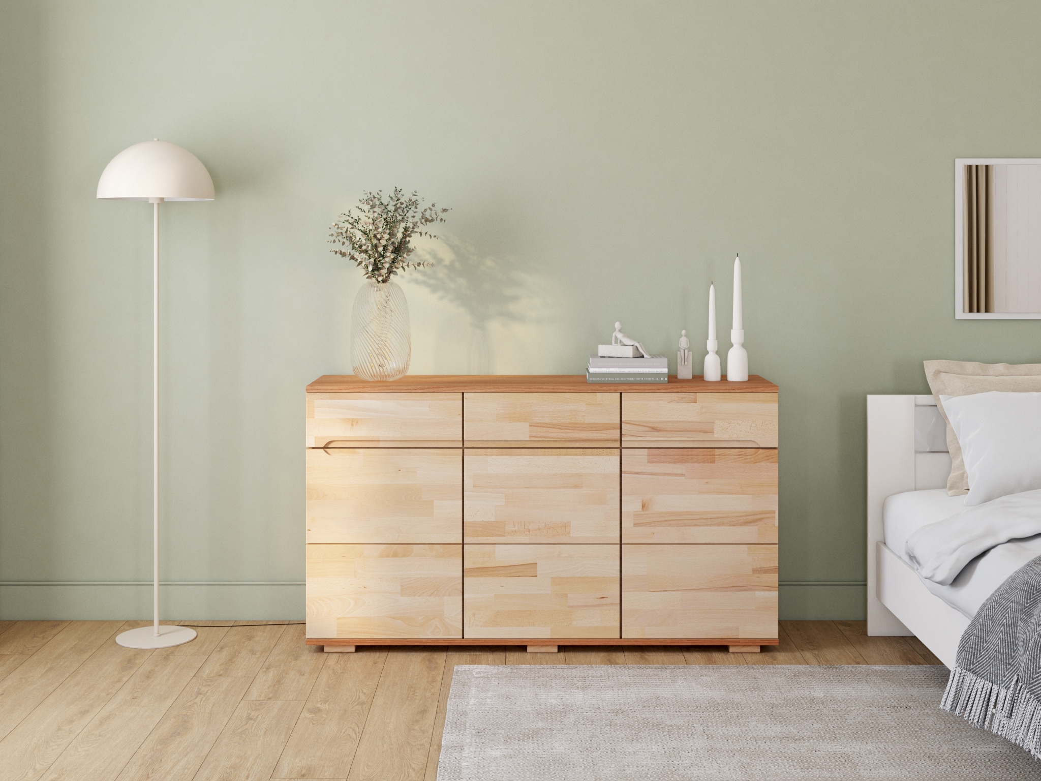 Home affaire Sideboard »VKB10: teilmassiv korpus Kernbuche, 6Fächer geschlossen, Stauraum« Kernbuche massiv, Holzwerkstoff, 3Türen,3 Schubladen, Griffmulden