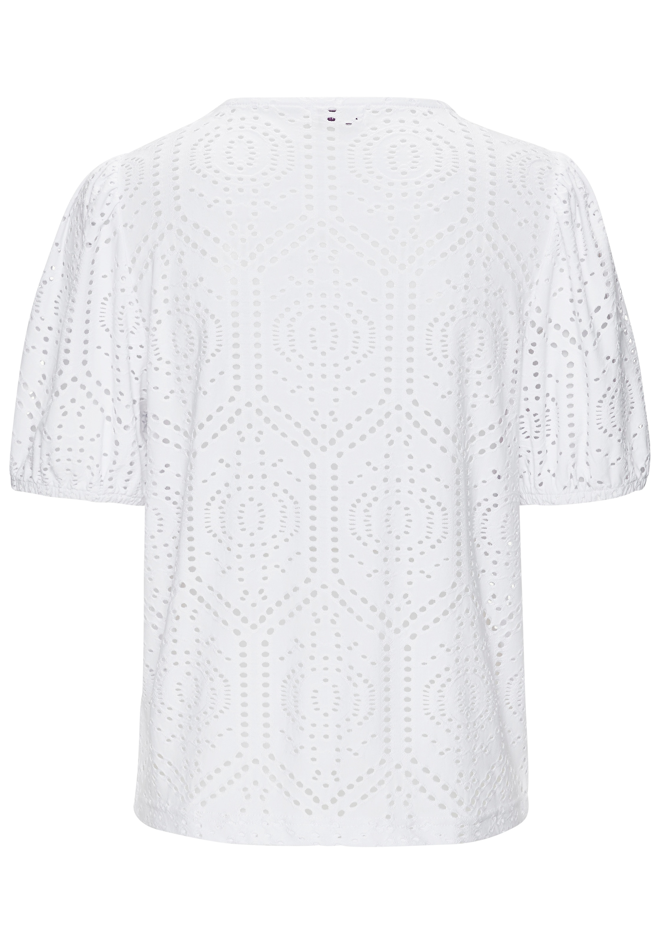 Buffalo Shirt à col rond mit Lochstickereien, Cut-Outs