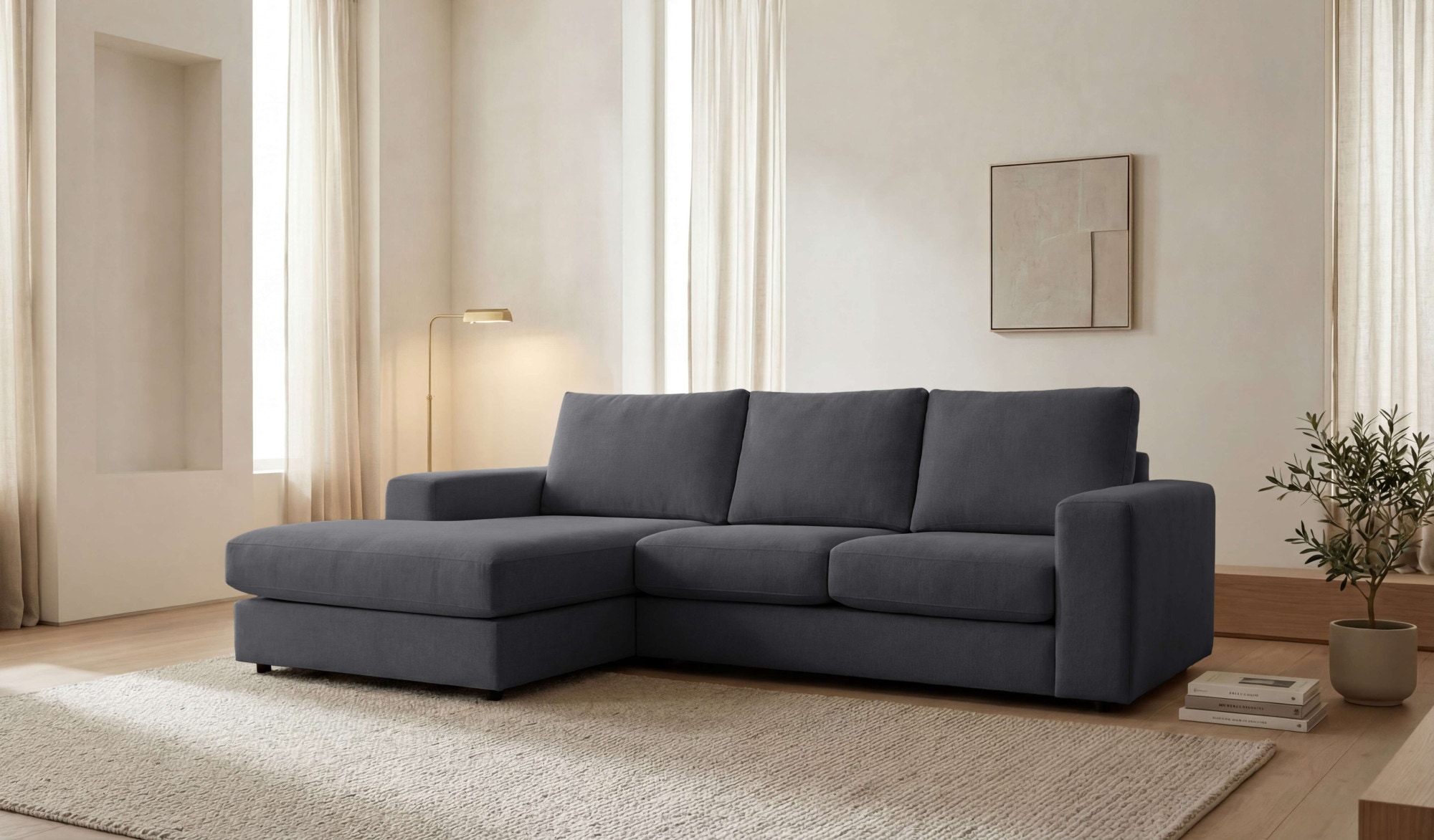 GOODproduct Canapé d'angle »Nivette, weiches Chenille« Breite 269 cm, L-Form, bodentief, mit Wellenunterfederung