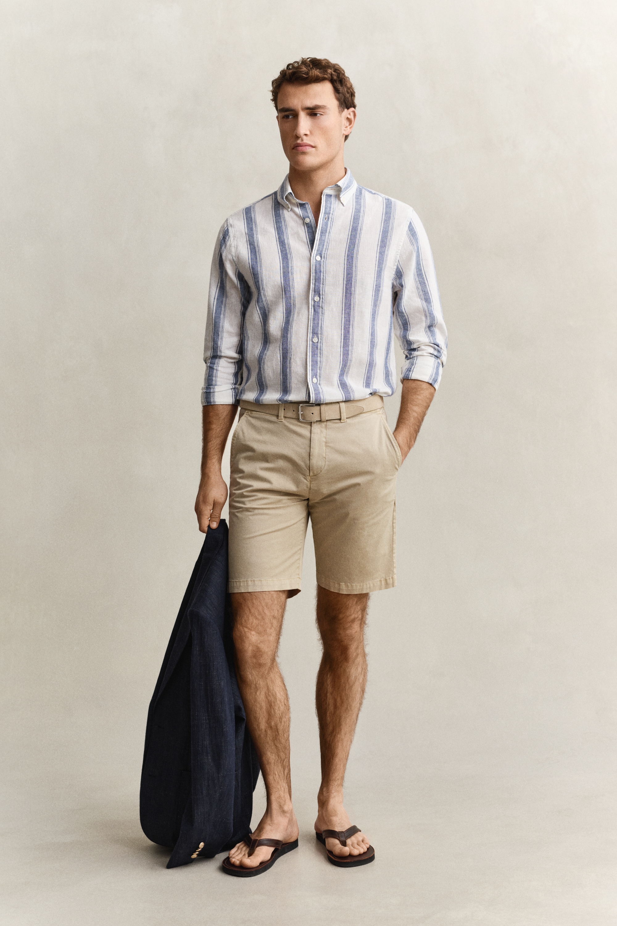Gant Chemise à manches longues »REGULAR COTTON LINEN STRIPE« coupe regular fit avec col boutonné