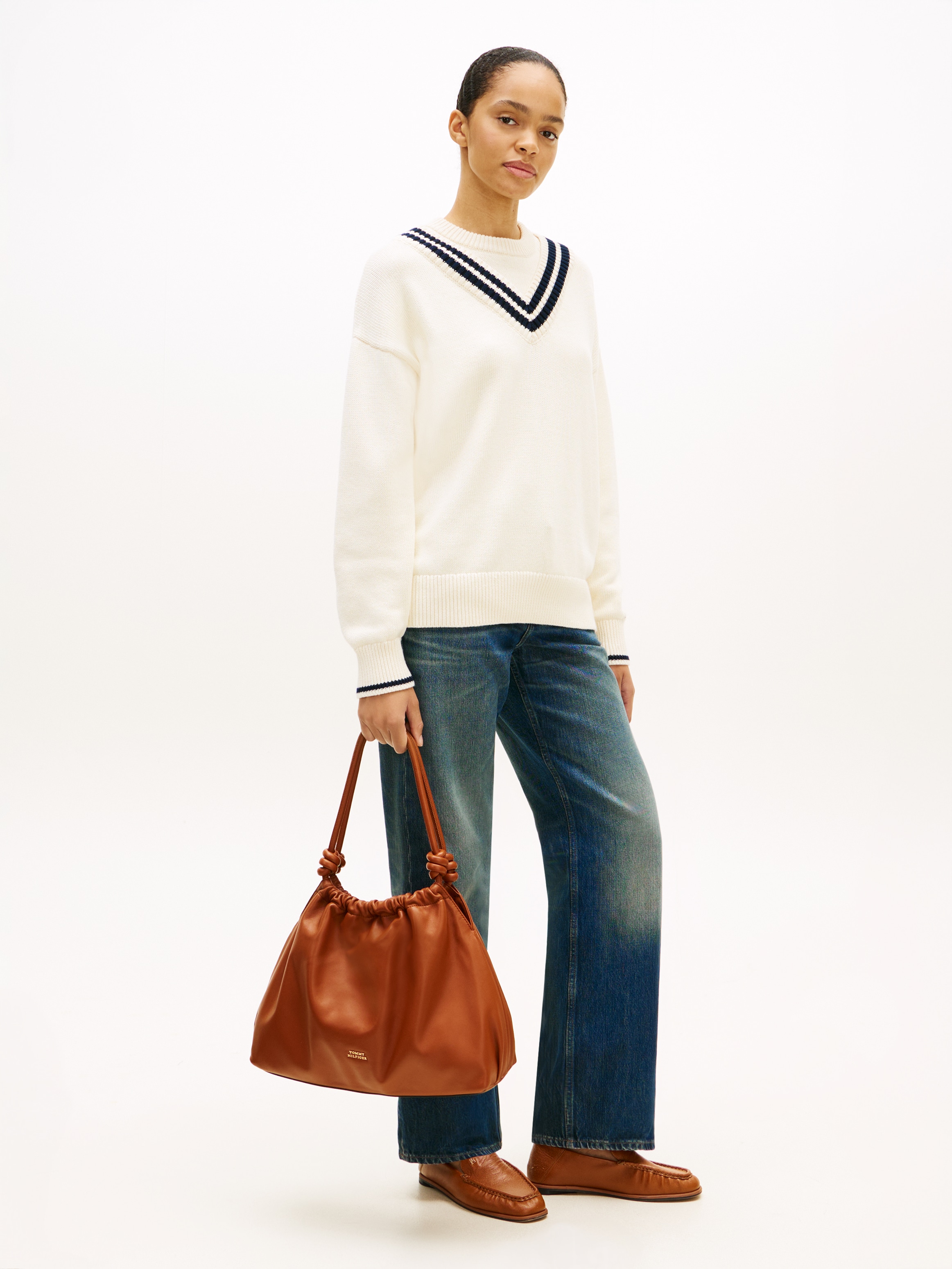 Tommy Hilfiger Hobo »TH SOFT LEATHER HOBO« sac à main femme, sac épaule, sac bandoulière avec logo doré