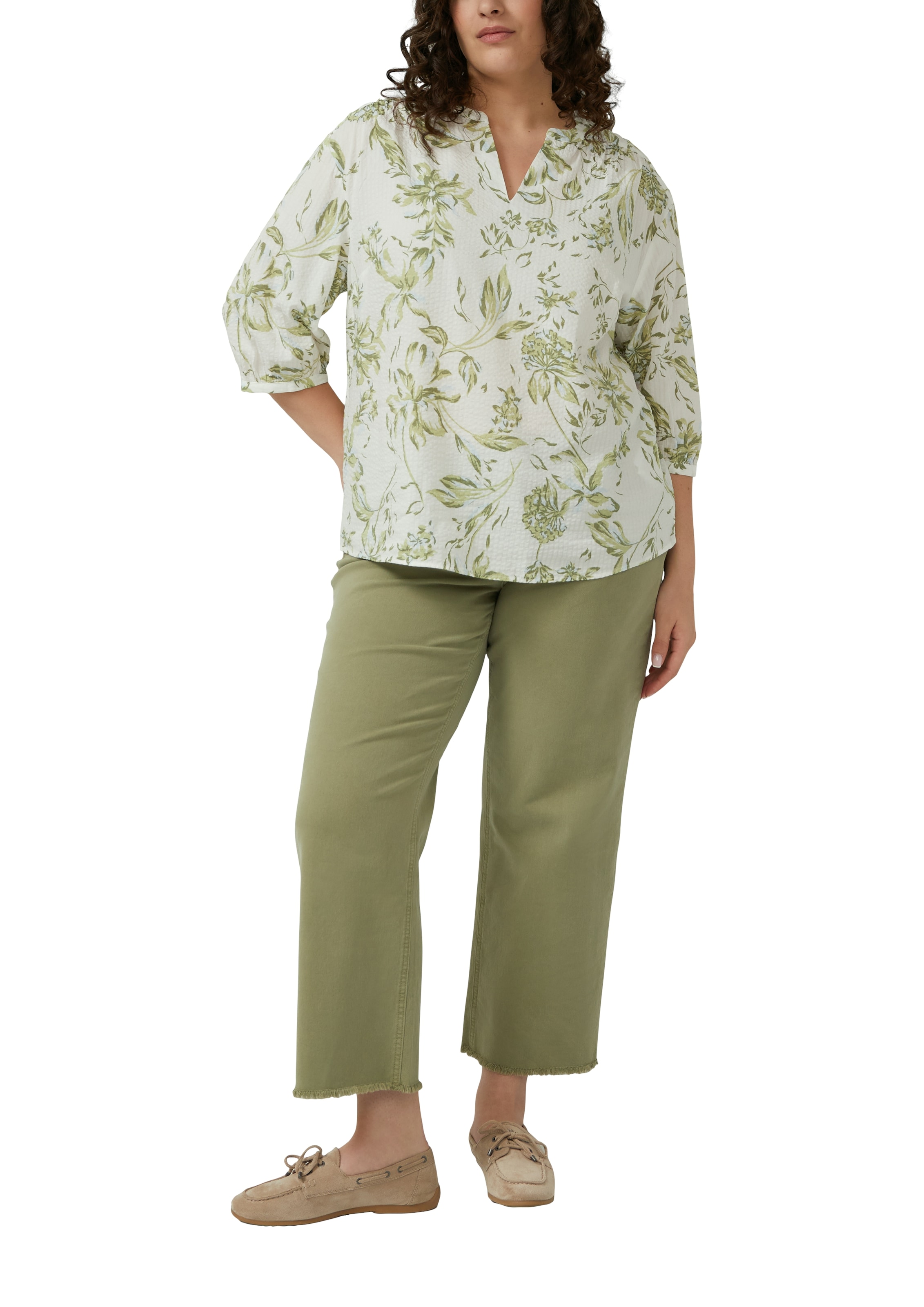s.Oliver CURVE Blouse à enfiler manches 3/4 en viscose / grandes tailles