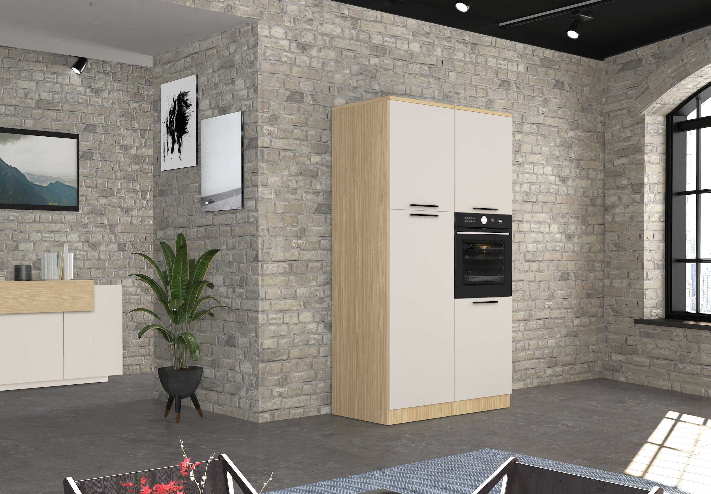 KOCHSTATION Vorratsschrank »Luna, Hochschrank, Küchenvorratsschrank, Speiseschrank, Made in Italy« B/T/H: 60×60×214,5 cm, mit 6 grosszügigen Fächern