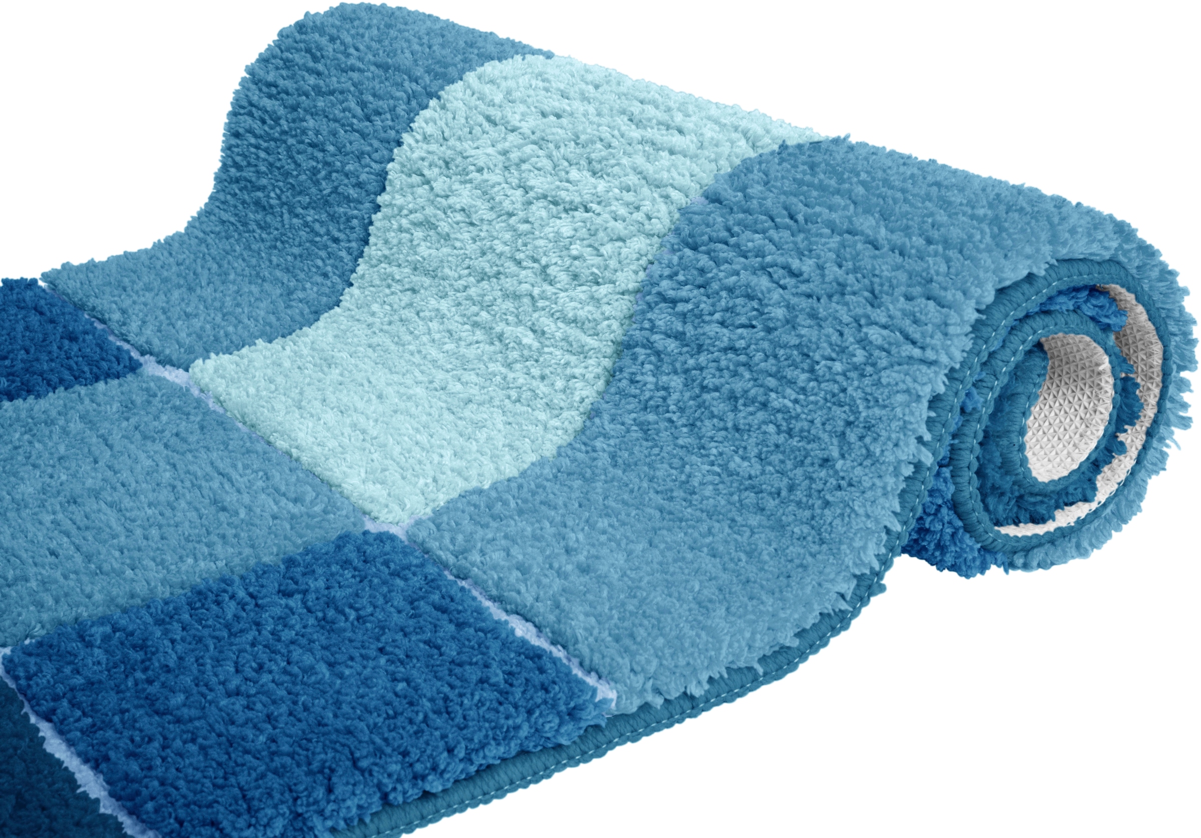 my home Badematte »Pia, Badvorleger, Badezimmer Teppich« Höhe 20 mm rutschhemmend beschichtet fussbodenheizungsgeeignet | schnell trocknend | strapazierfähig Badteppich, karierte Badematten, rechteckig, rund & als 3-tlg. Set