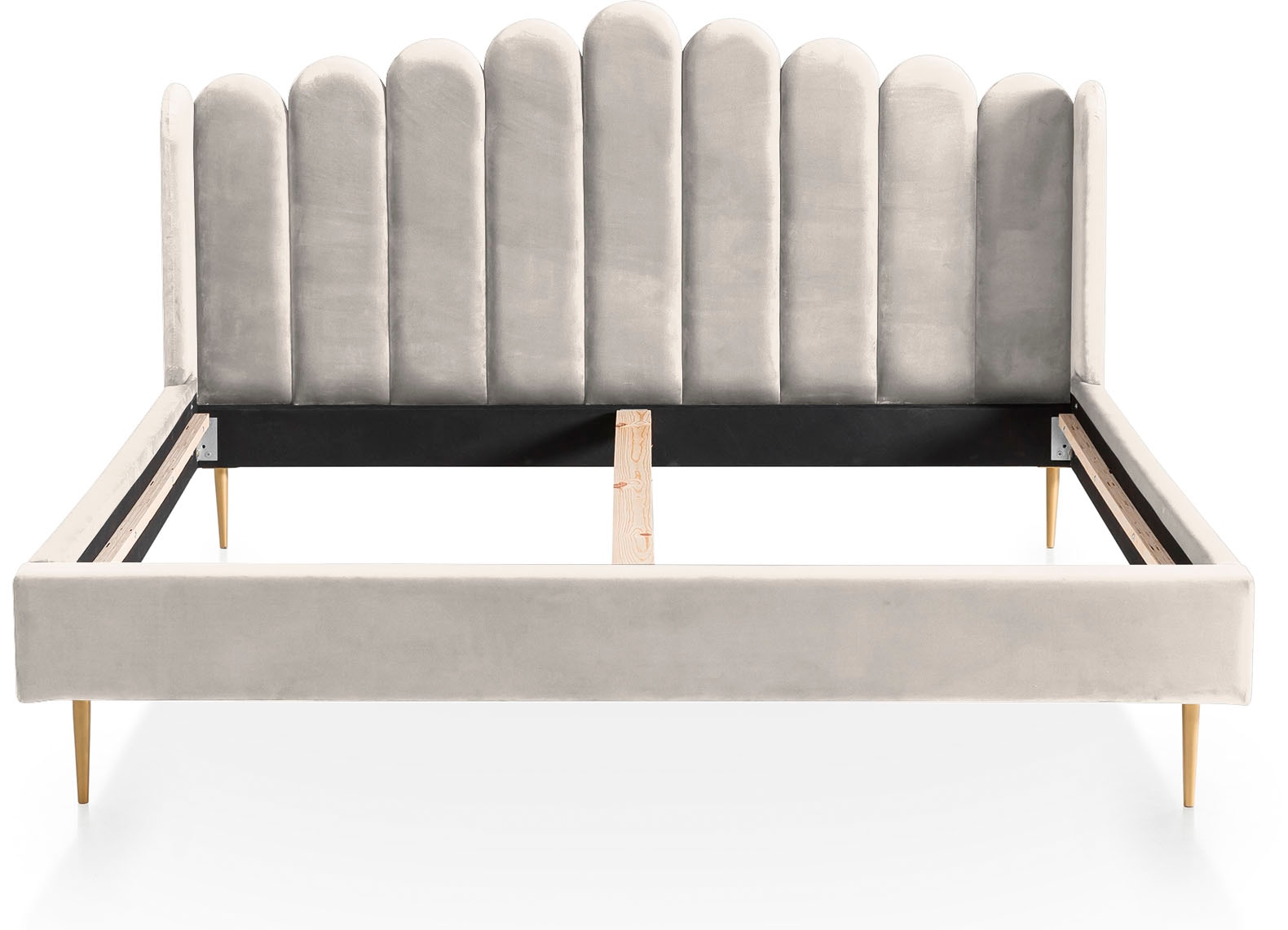 SalesFever Polsterbett »Komfortables Bett für erholsamen Schlaf« Eleganz trifft Komfort: Samt-Bezug, goldfarbene Metallfüsse