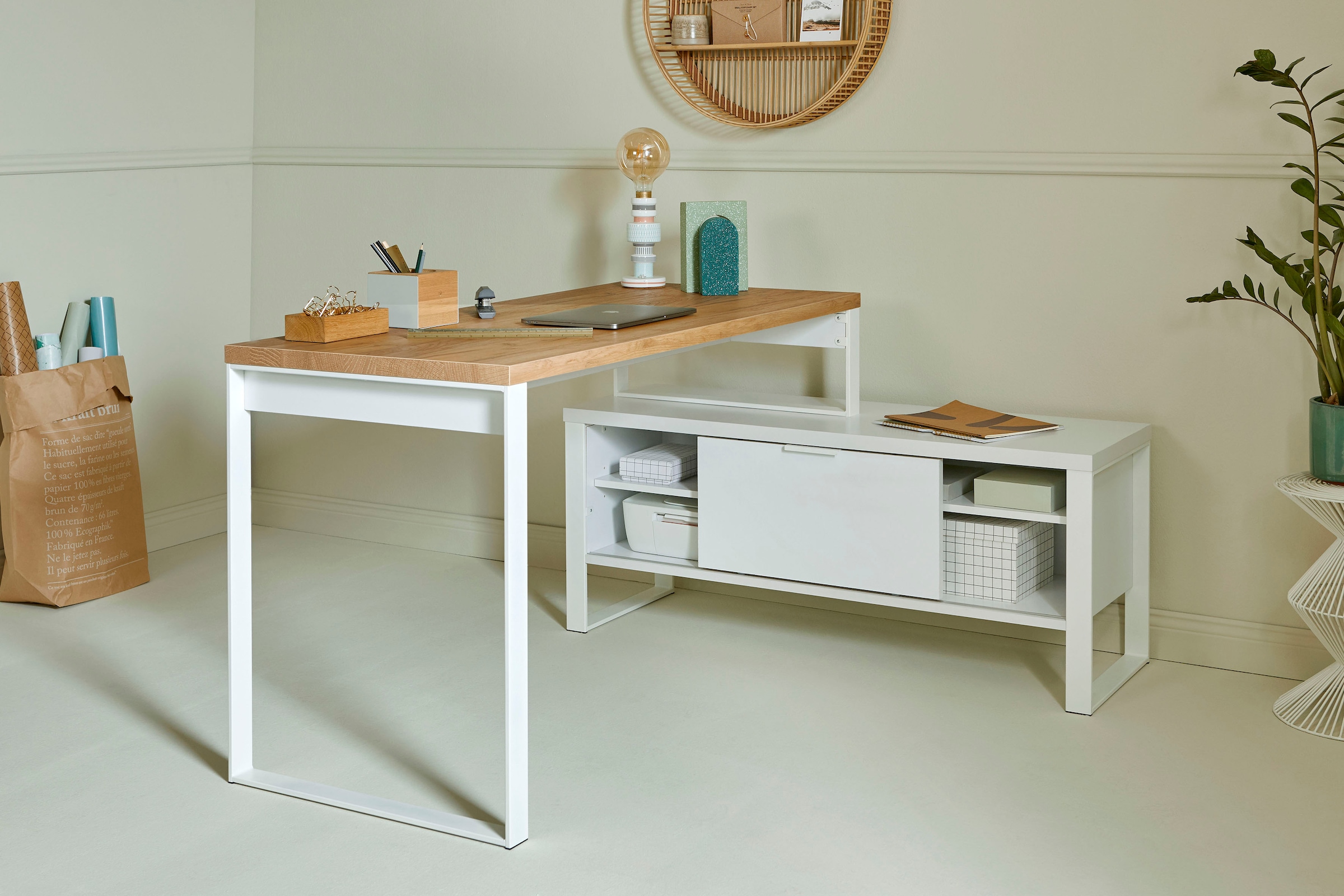 Jahnke Bureau d'angle »LOOP« montable dans les deux sens