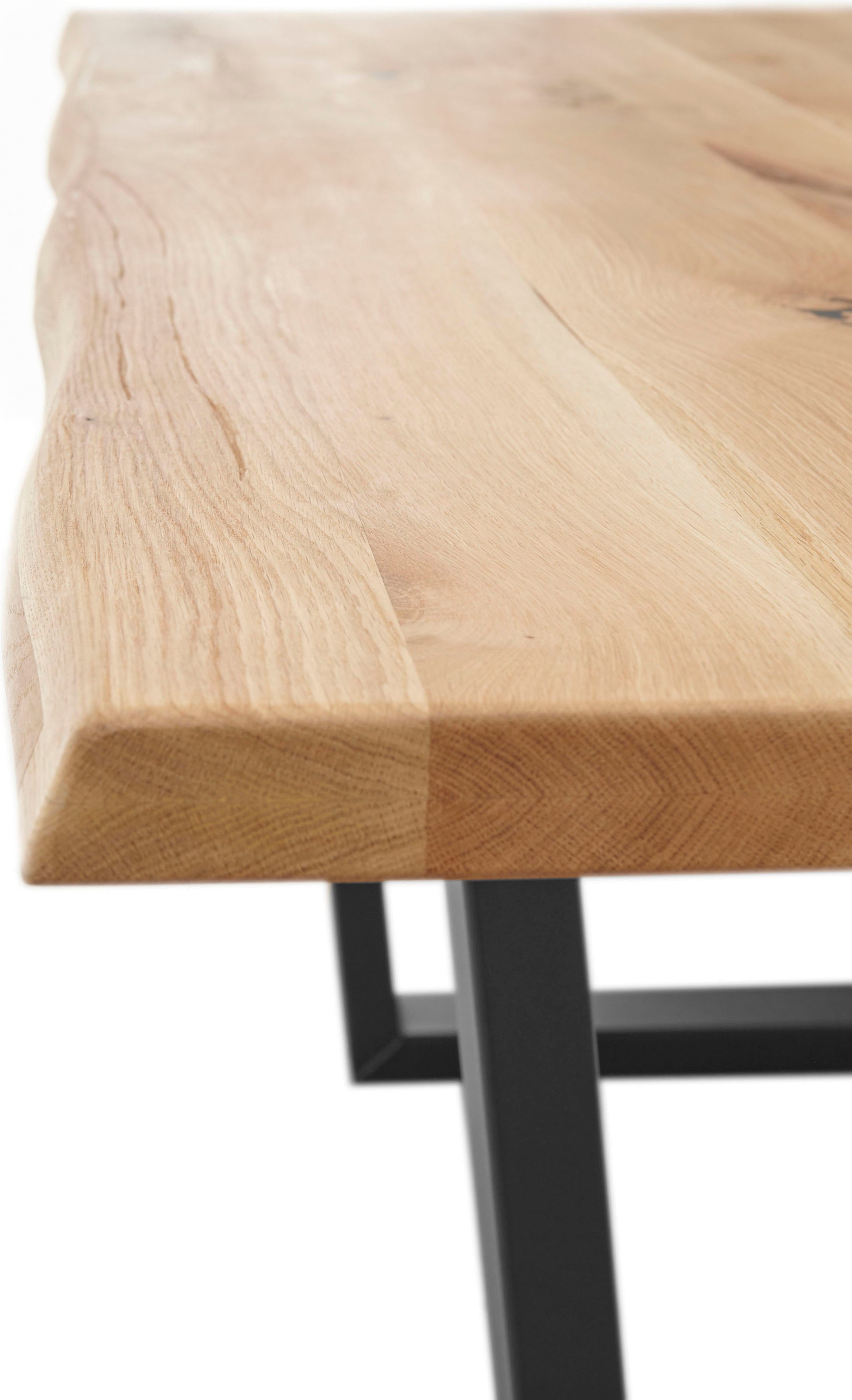 Stolkom Table de salle à manger »Benny« chêne massif, table avec bord naturel