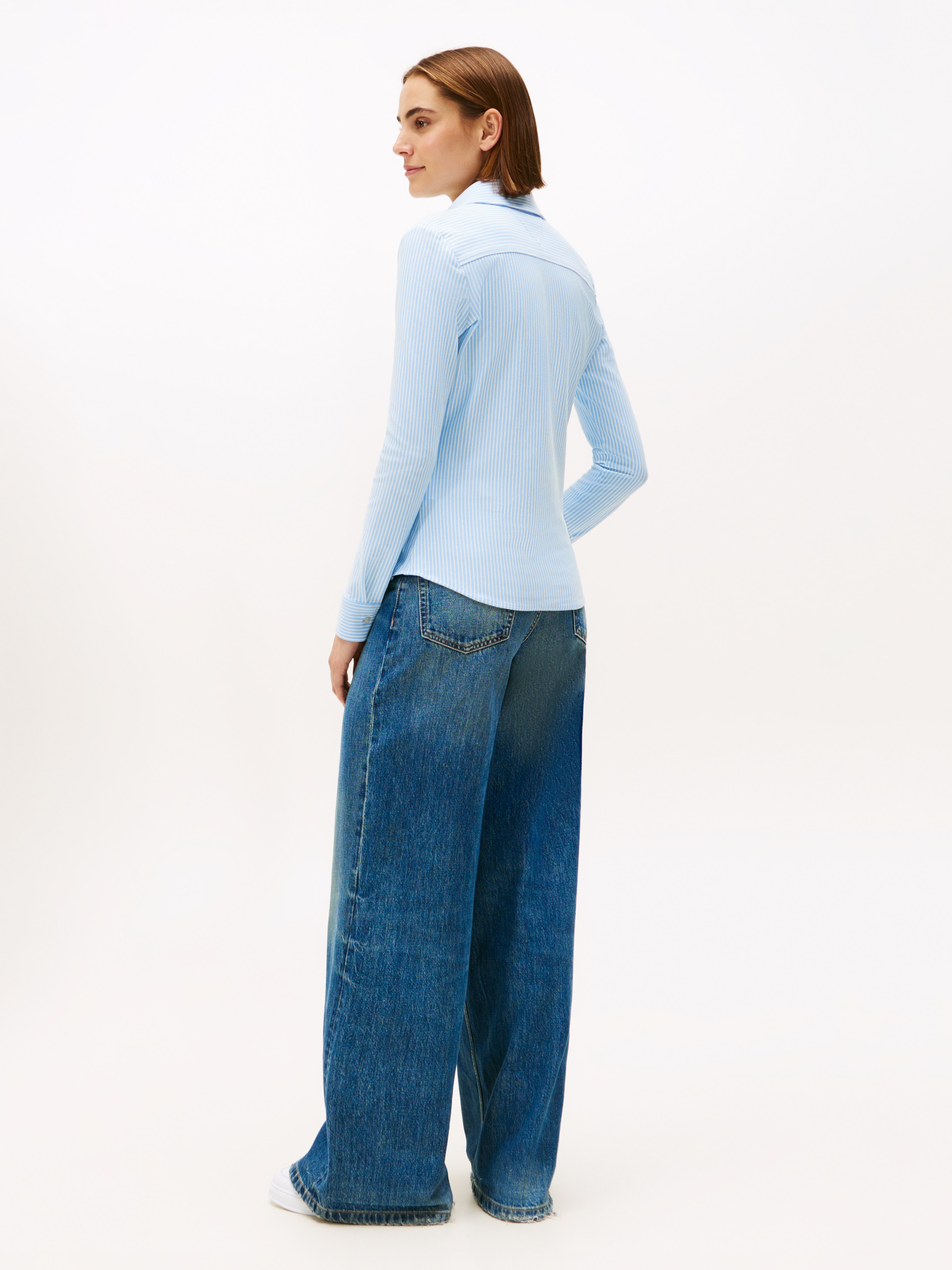 Tommy Hilfiger Poloshirt »1985 SLIM PIQUE BTN DOWN LS mit Polokragen und Label« Baumwollmischung, slim fit