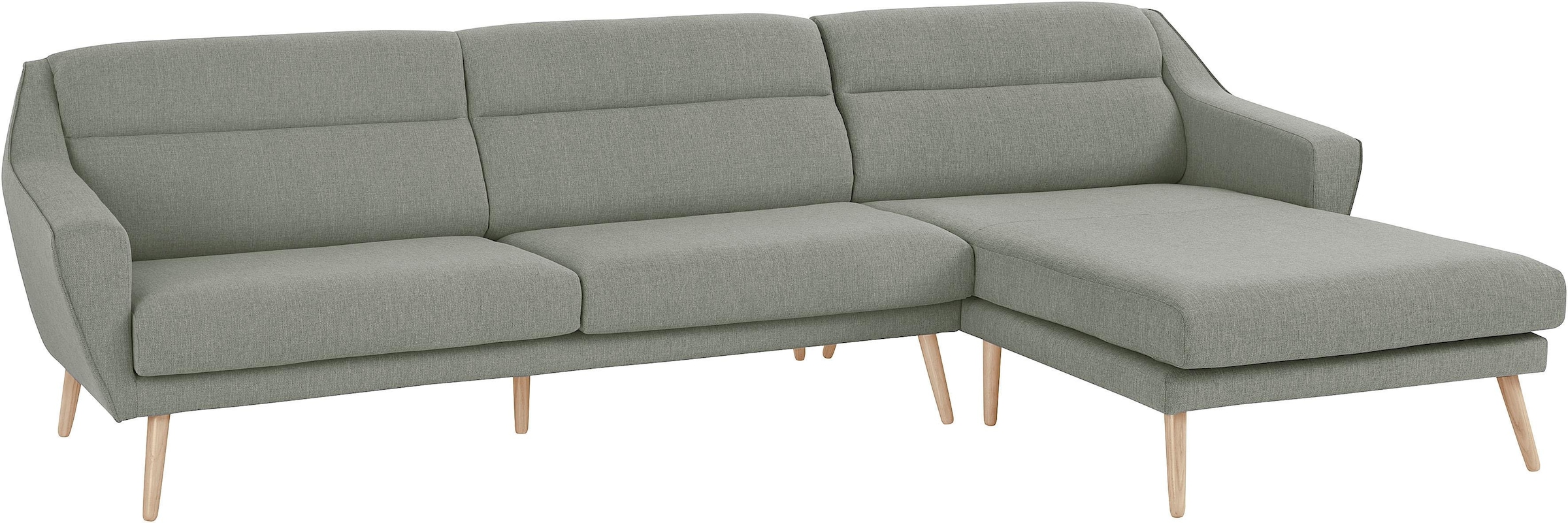 GOODproduct Ecksofa »Bille L-Form« mit Naht im Rückenkissen und Beinen aus Eichenholz