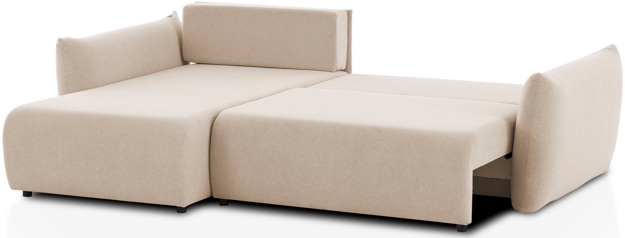 Home affaire Canapé d'angle »MAVAS Schlafsofa mit Bettkasten, L-Form,« ca.257/127cm (Liegefläche 212/145 cm), Cord, Chenille, Struktur