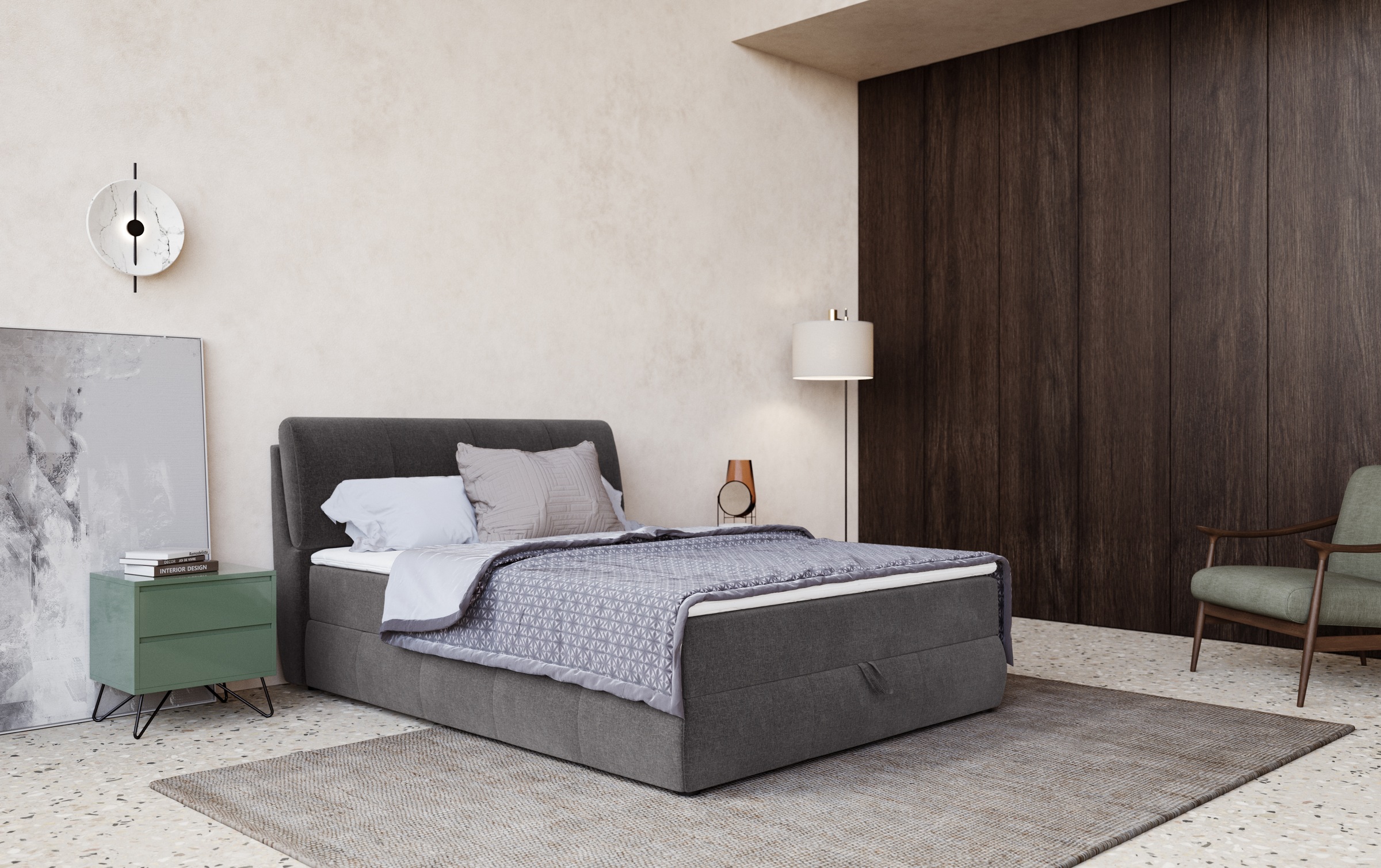 COTTA Lit de boxe »Cooper« inkl. Topper, Bettkasten und verstellbarem Kopfteil