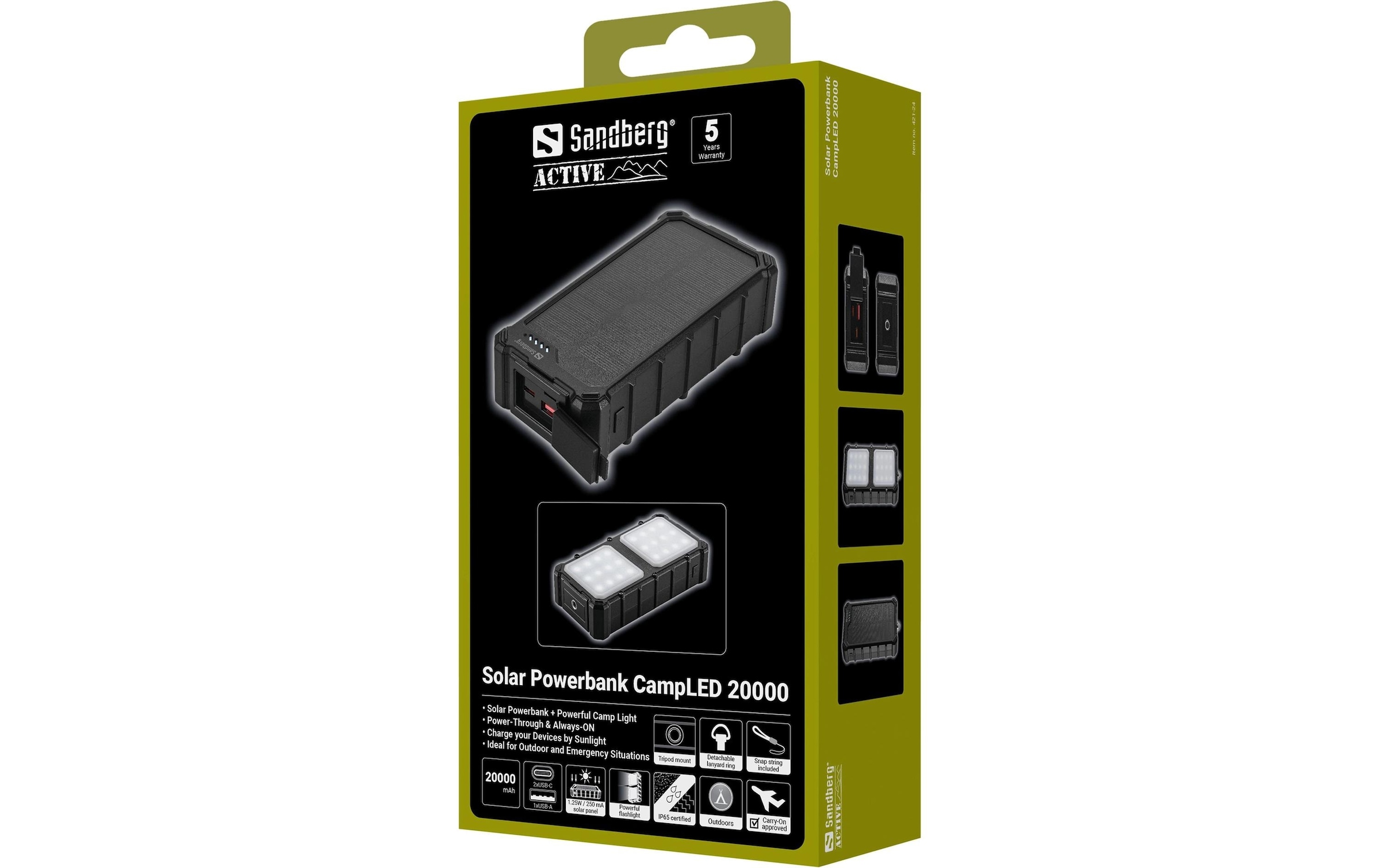 Sandberg Banque d'énergie »Solar CampLED 20000 mAh« Solarpanel