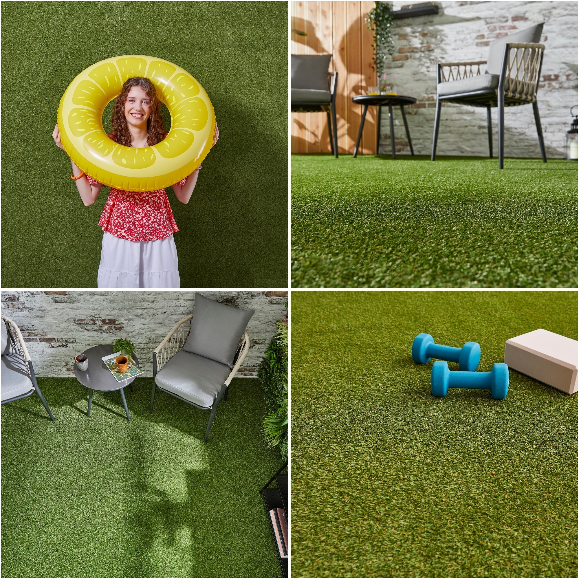 Andiamo Gazon synthétique »Rasenteppich Jever« Rectangulaire 20 mm Höhe natürliche Optik, mit Drainagefunktion, für Balkon, Terrasse & Garten