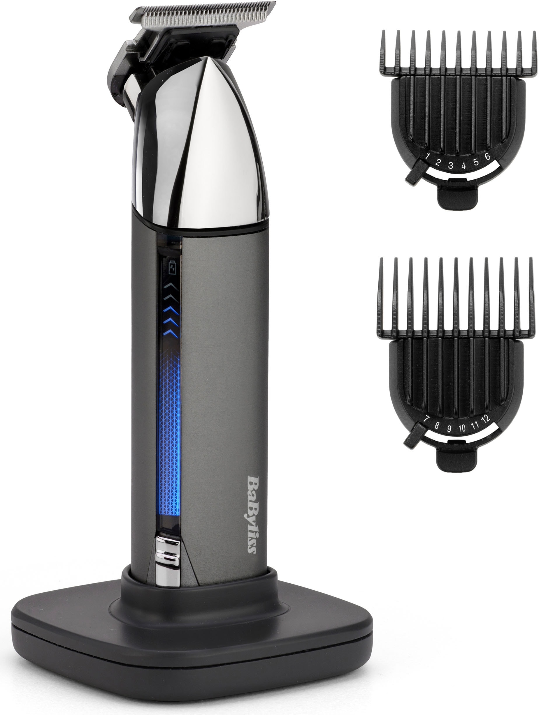 BaByliss Bartschneider »BaByliss Super-X Metal Barttrimmer, Bartschneider, wasserdicht, T996E« 2 Aufsätze Japanischer Stahl, 2 Kammaufsätze mit 6 Positionen 1–6mm, kabellos