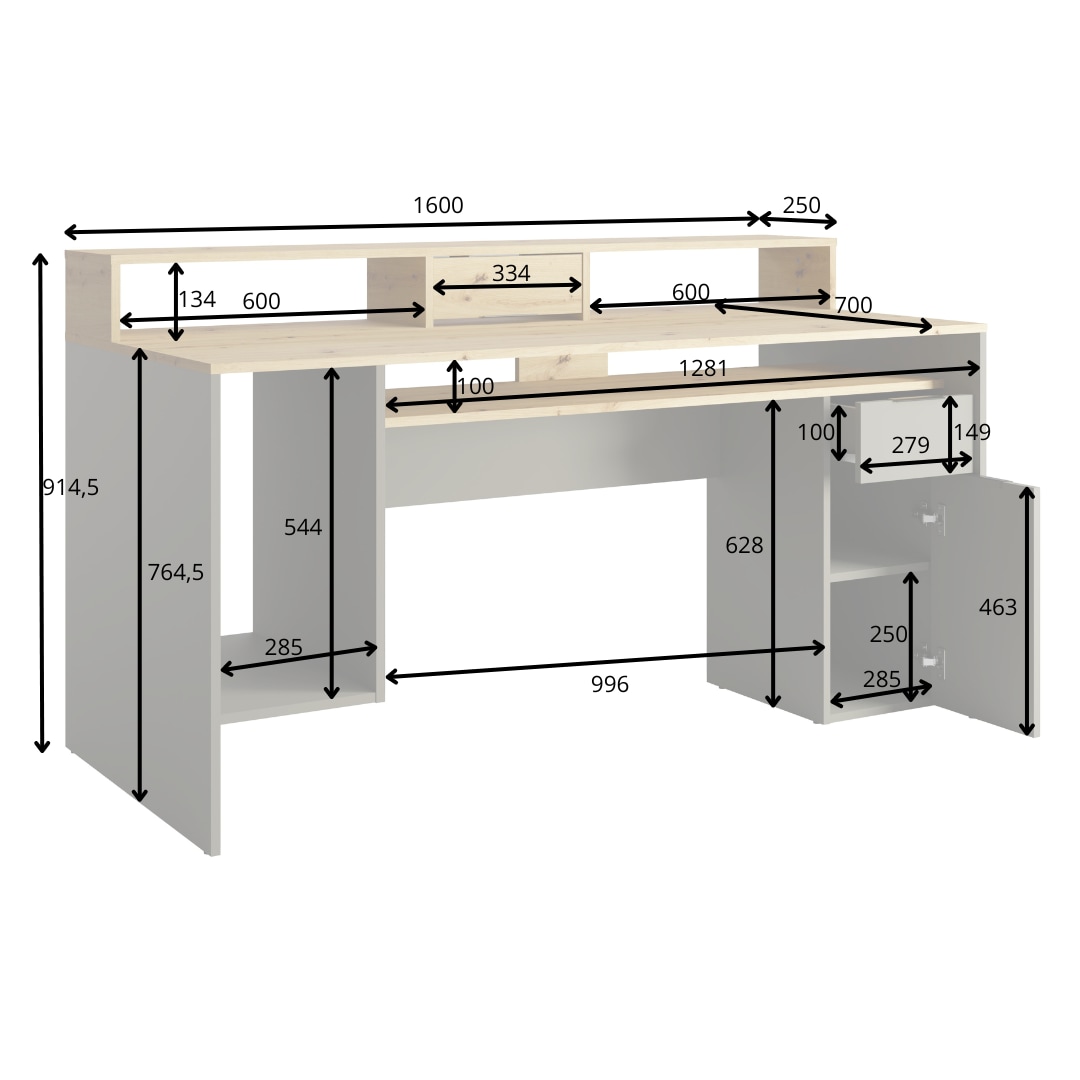GOODproduct Schreibtisch »Peooria Computertisch mit Monitoraufsatz & Towerfach, viel Stauraum« Büroschreibtisch, Gamingtisch mit Schublade, modern, Breite 160 cm