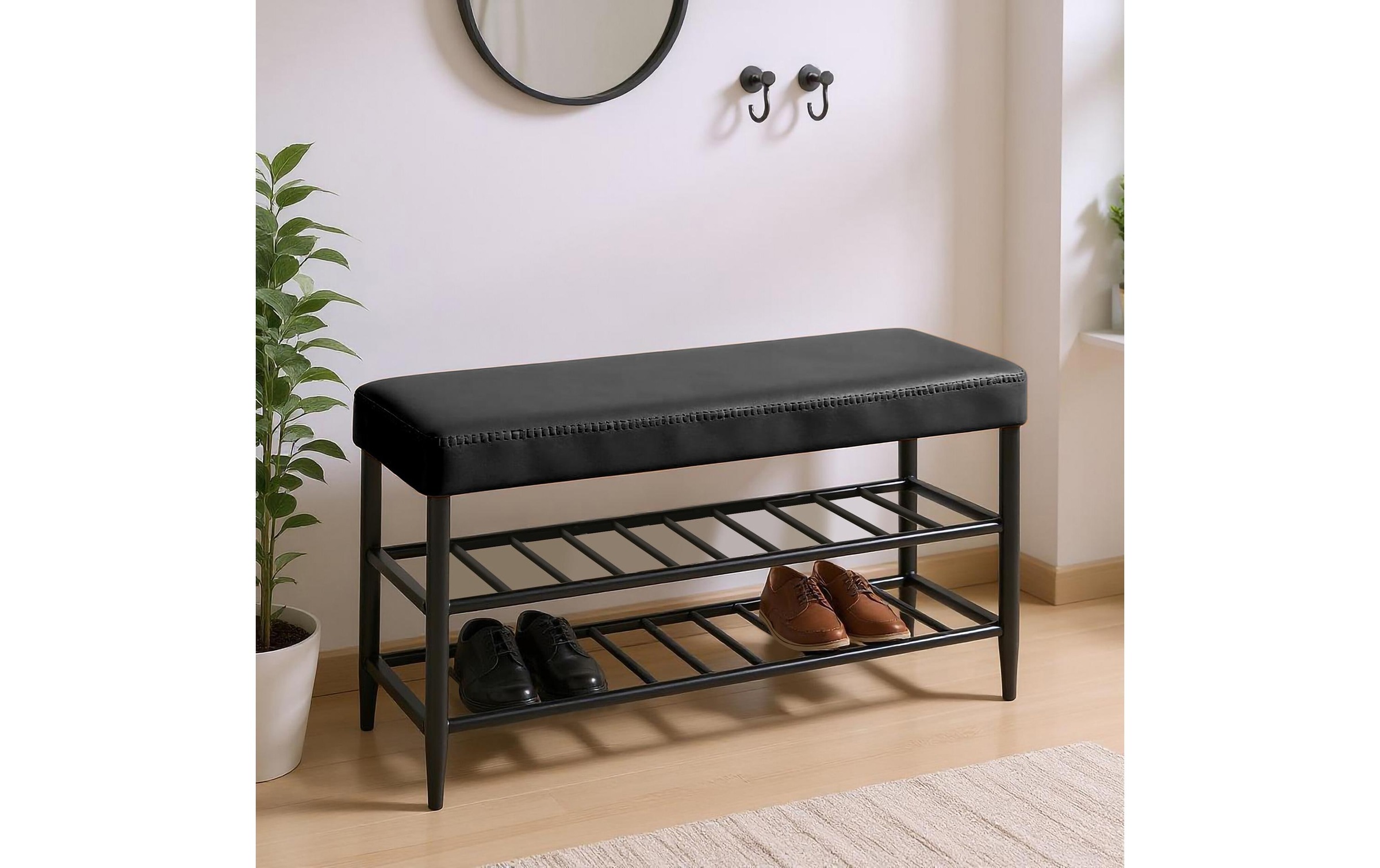 relaxdays Schuhbank »mit zwei Ablagen 80 x 50 cm«