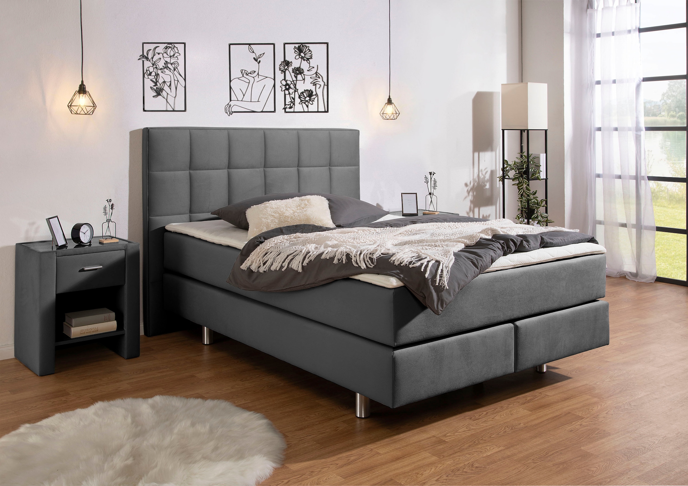 Home affaire Lit boxspring »Loomis« inkl. Topper, wahlweise in H2, H3 oder H4 erhältlich