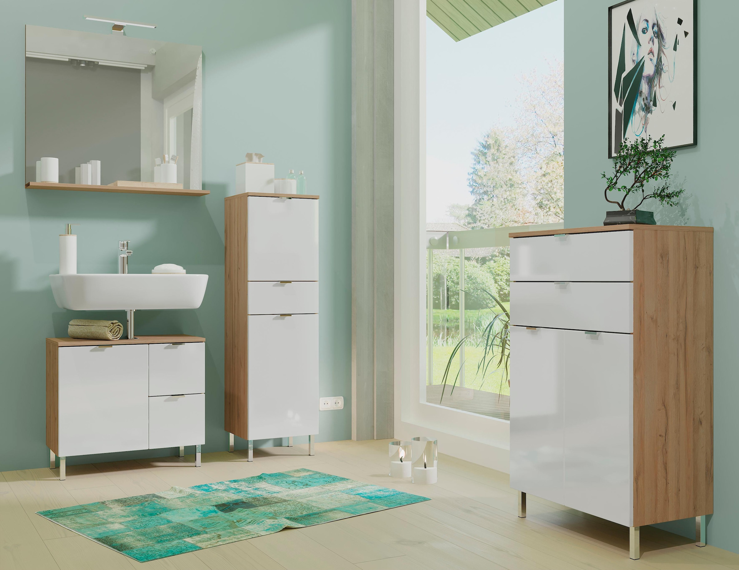 GERMANIA Armoire sous lavabo »GW-Mauresa« in 2 Breiten, mit Schublade (+ Klappe), Soft-Close, Made in Germany