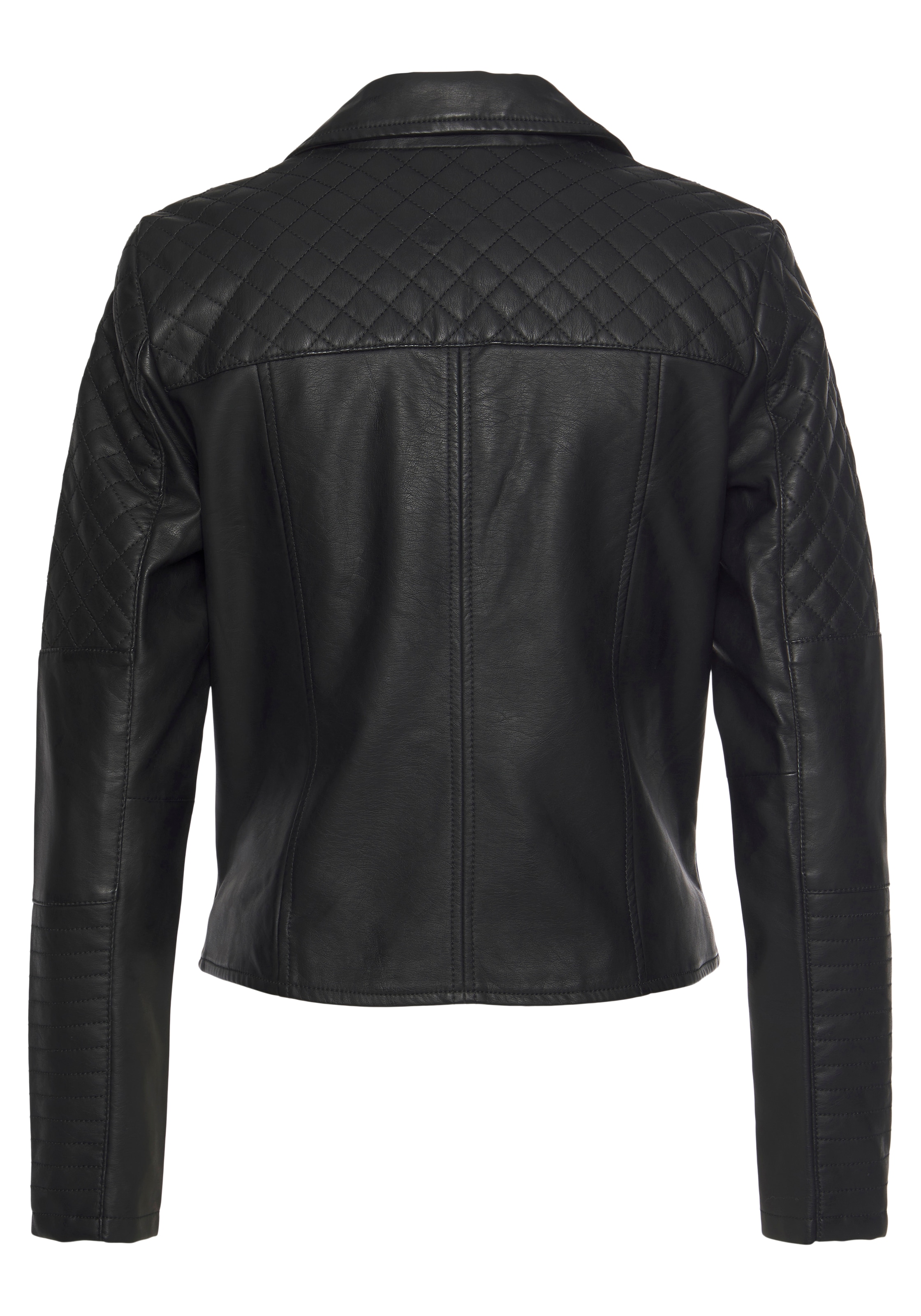 LASCANA Veste en imitation cuir mit Bikerdetails, kurze Bikerjacke, figurbetont