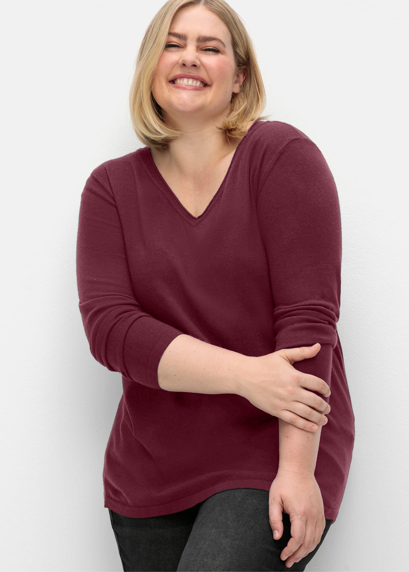 Sheego V-Ausschnitt-Pullover »V-Ausschnitt-Pullover«