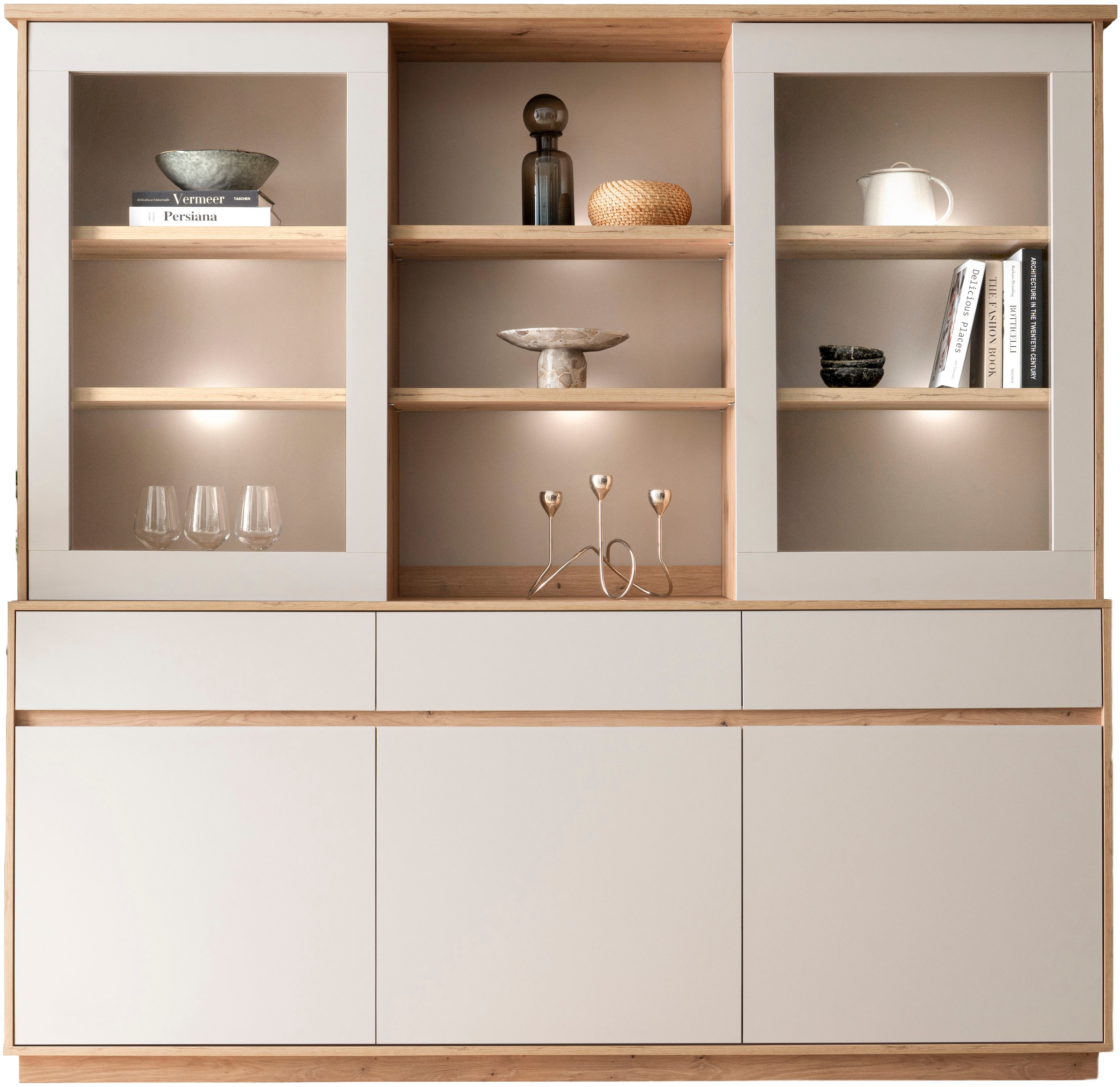 Home affaire Buffet »Sonora, moderner Hochschrank, Buffetschrank in Kaschmir, Regal« filigrane Rahmenoptik, ausreichend Stauraum, vielseitig einsetzbar