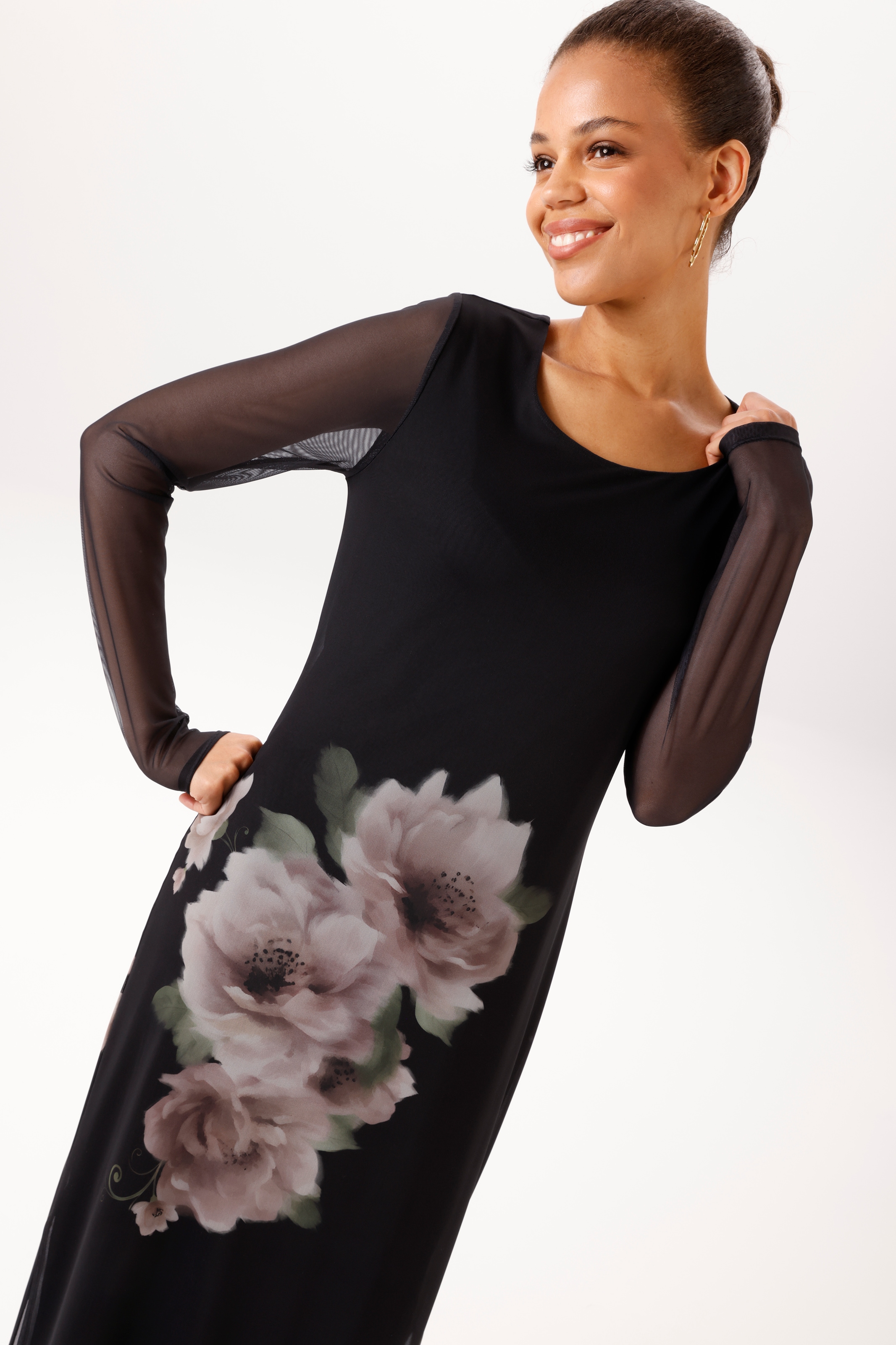 Aniston CASUAL Maxikleid mit grossflächigen Batikblüten - NEUE KOLLEKTION