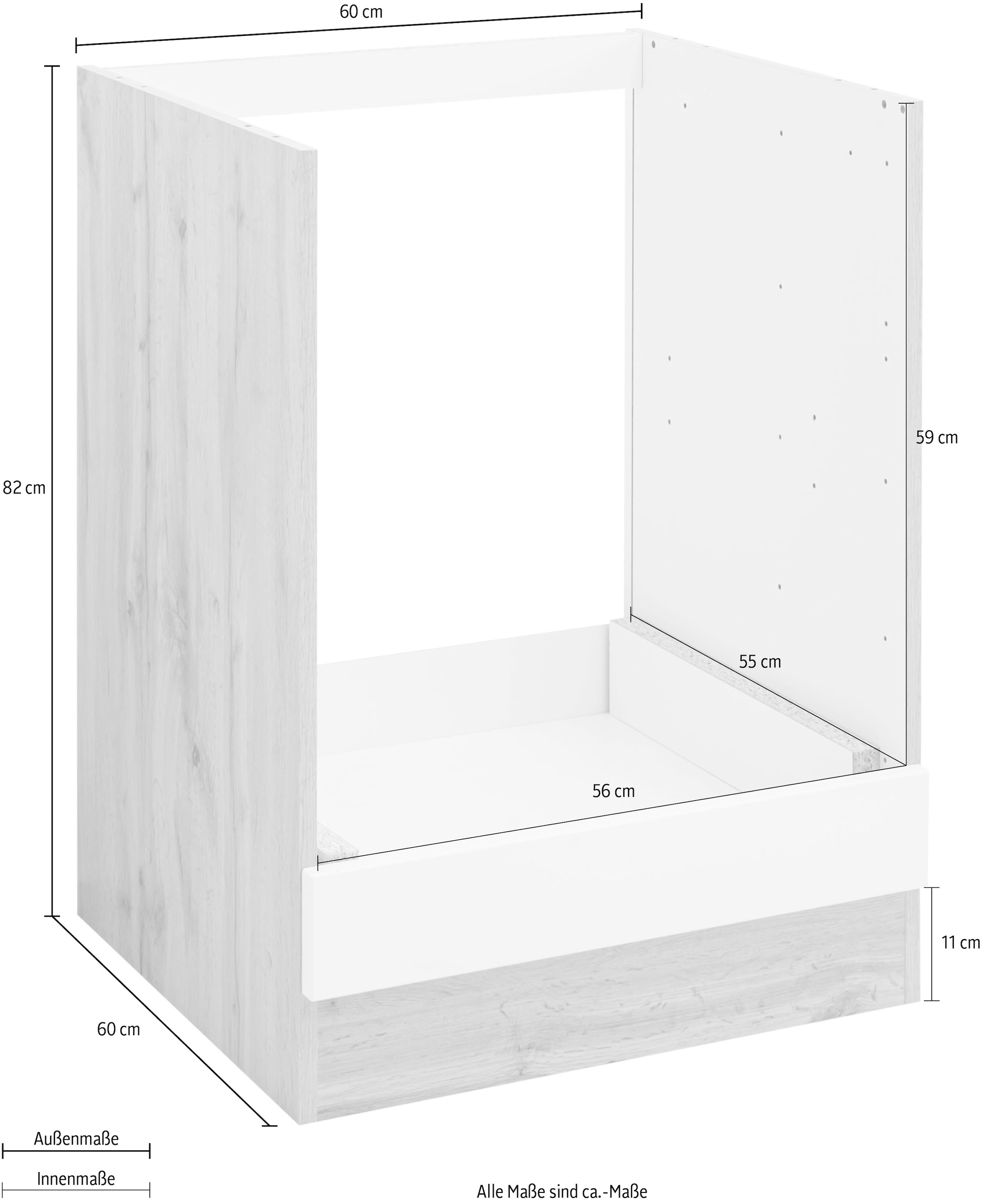 KOCHSTATION Armoire encastrée pour cuisinière »KS-Bruneck« Armoire d’encastrement pour cuisinière >>Bruneck<< 60 cm de large, façades MDF de qualité