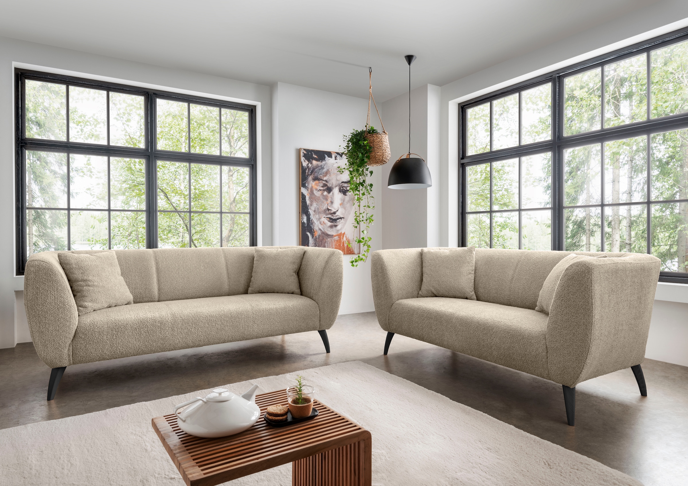 Home affaire Canapé d'angle »Lazio modern und bequem, schmale Armlehnen, tolle Detailverarbeitung« zwei verschiedene Fussfarben wählbar