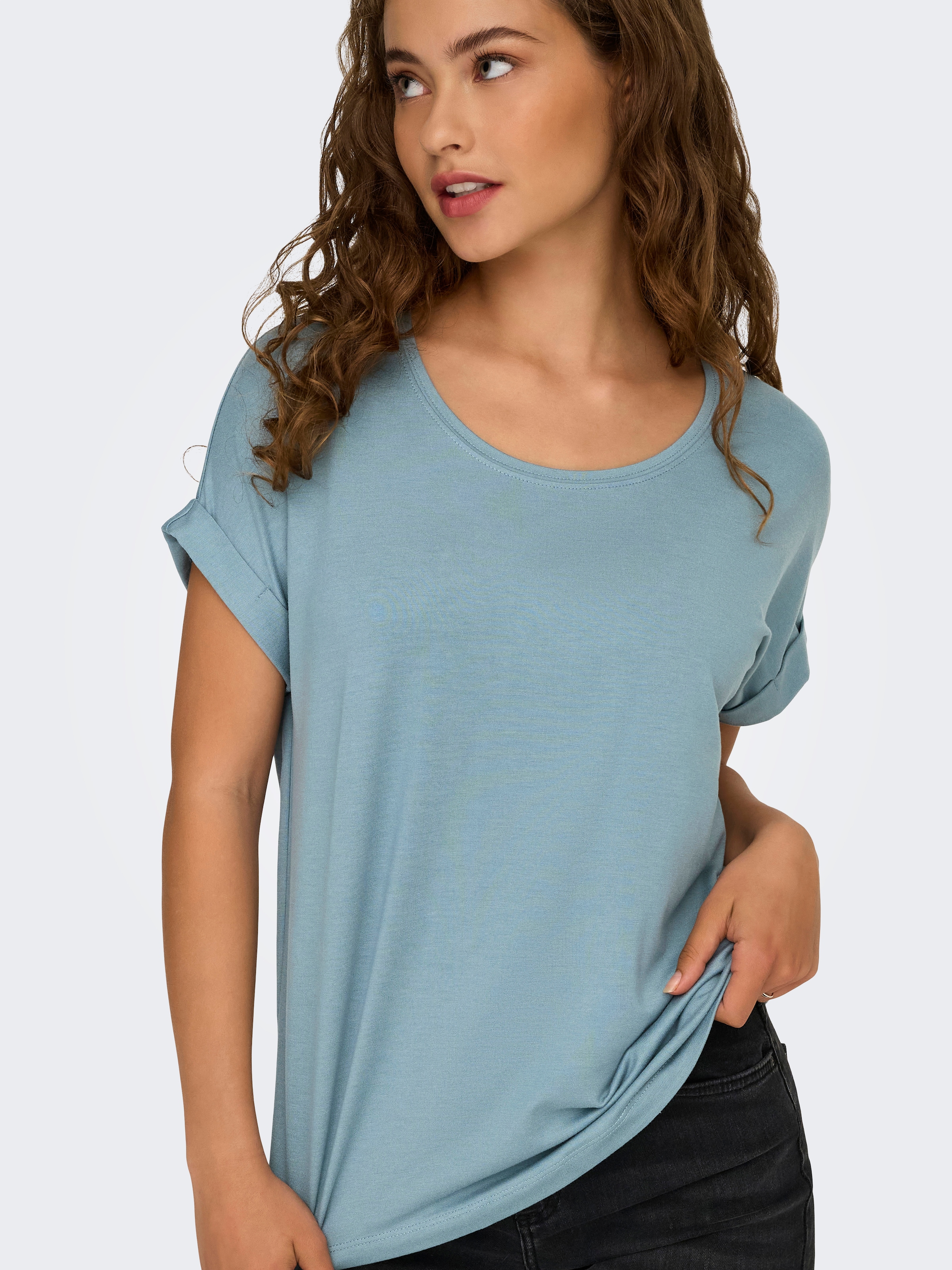 ONLY T-Shirt »ONLMOSTER – Kurzarmshirt mit Aufschlag und klassischem Look« Viskosemischung, regular fit