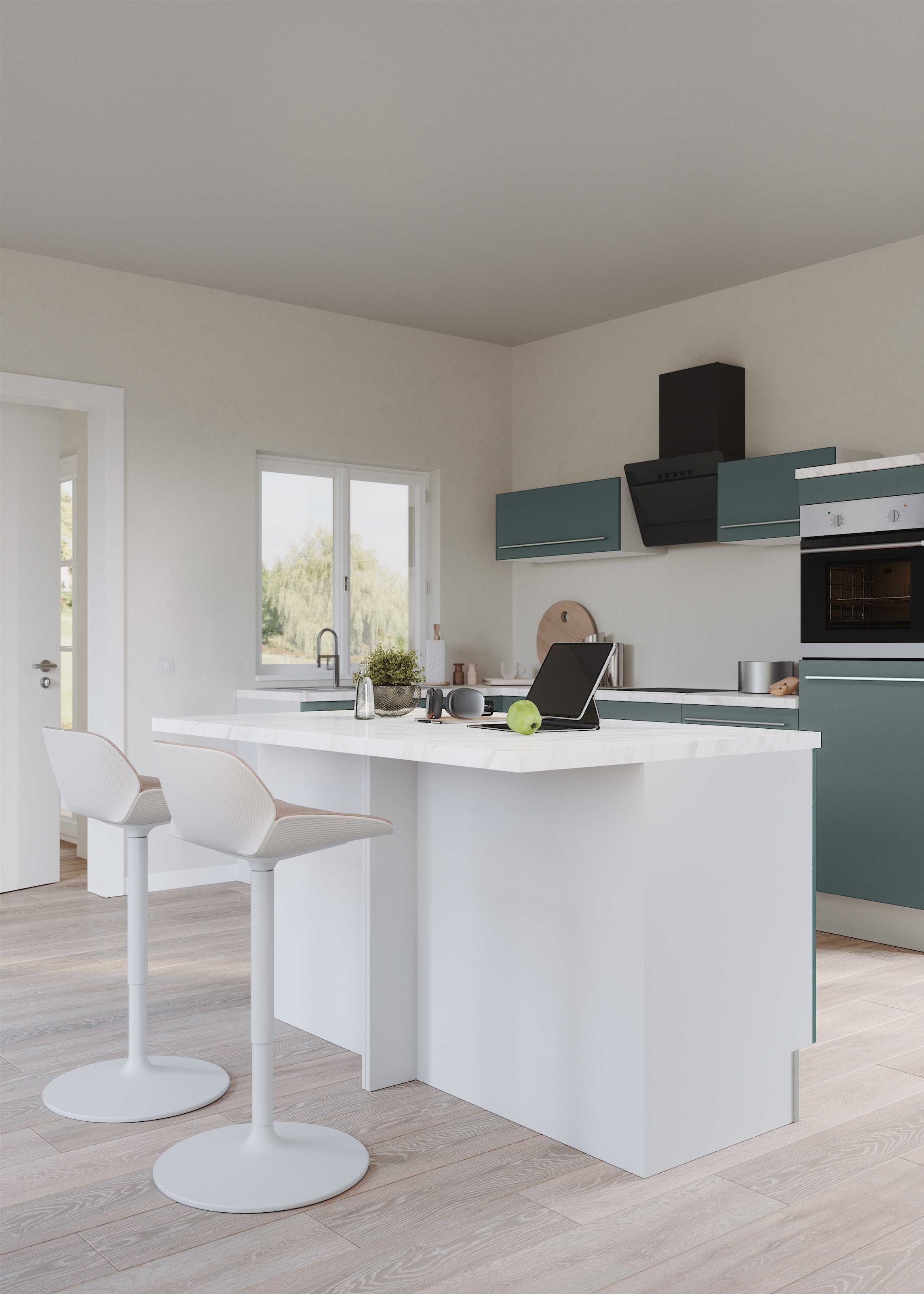 KOCHSTATION Ilot de cuisine »KS-Bern2« Stellmasse 161 x 96,5 cm, mit durchgehender Arbeitsplatte als Theke