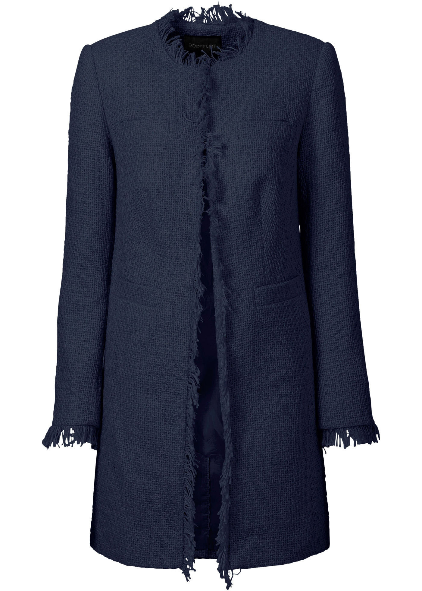 bonprix Longblazer 1 eleganter Bouclé-Look, Regular Fit, mit langem Arm