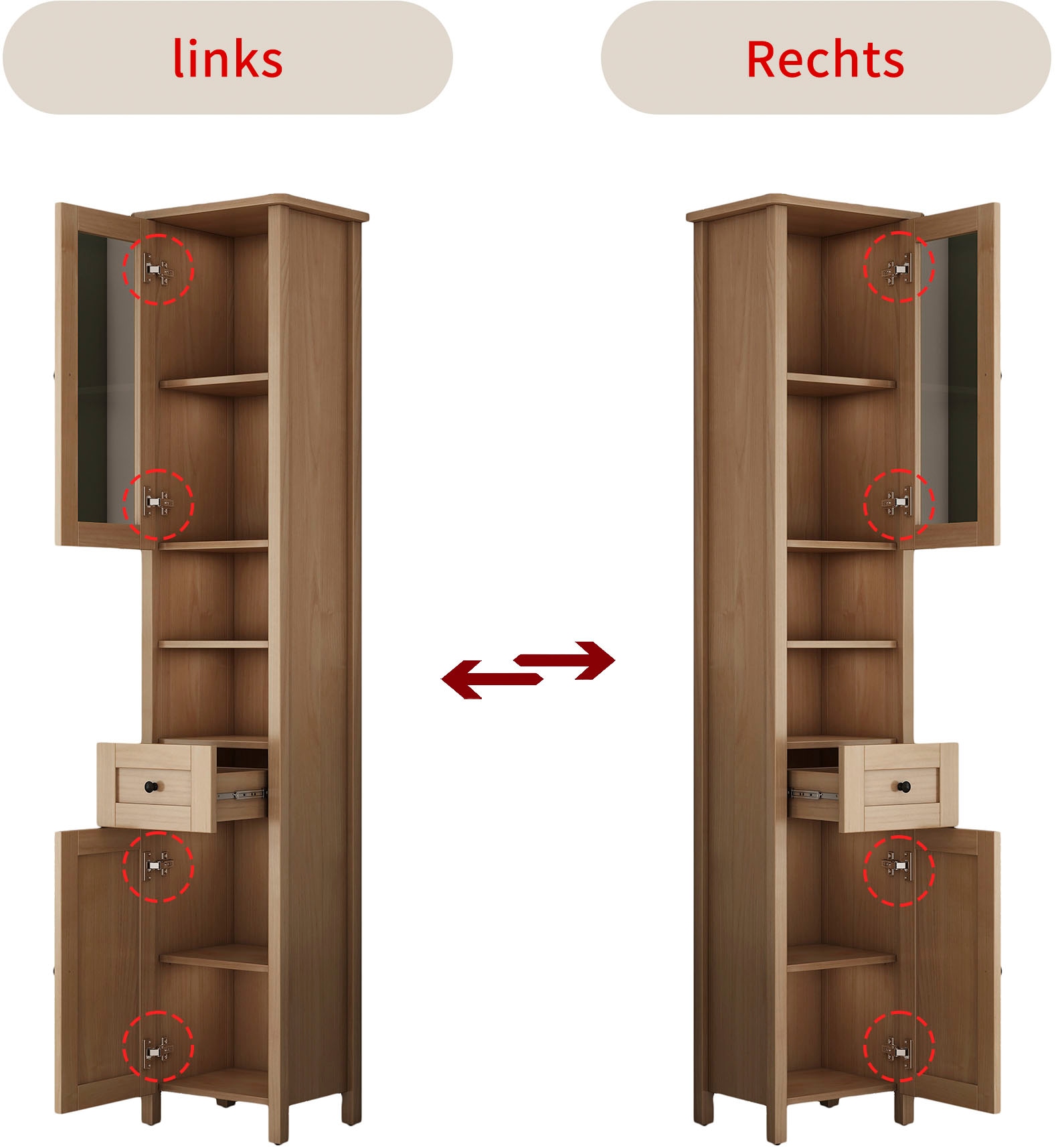 welltime Armoire haute »STOCKHOLM« Badschrank Breite 40cm mit Glastür