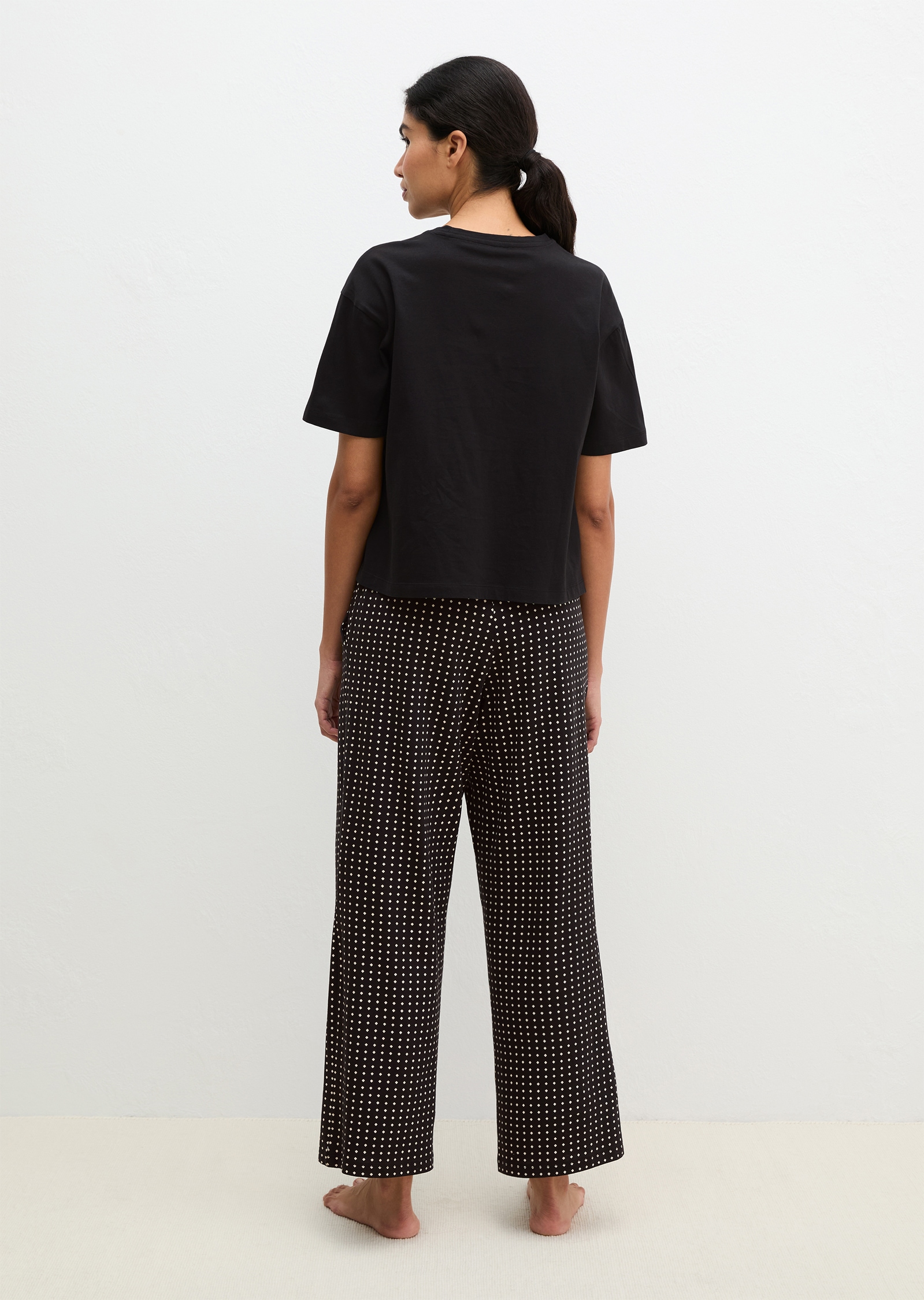 Marc O'Polo Pyjama »Mix N Match Cotton« 2 pièces Shirt mit kurzem Arm, Hose gepunktet