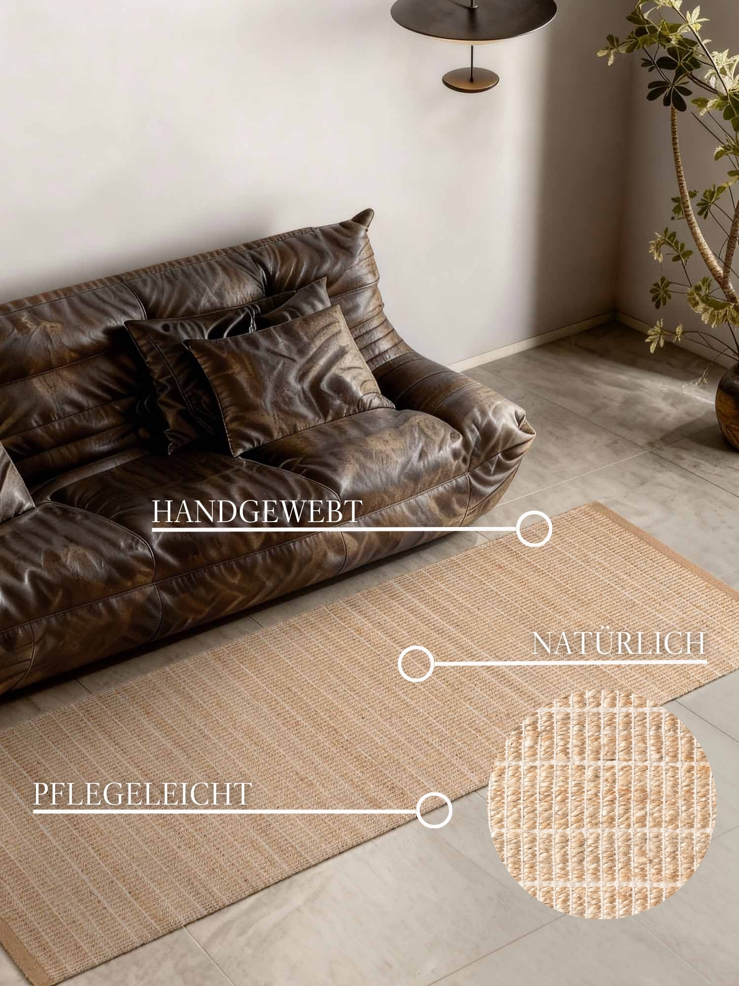 Villeroy & Boch Tapis »Birka« Rectangulaire 6 mm Höhe Jute, Natur, Wohnzimmer, Esszimmer, Schlafzimmer, Flur, Modern, Boho