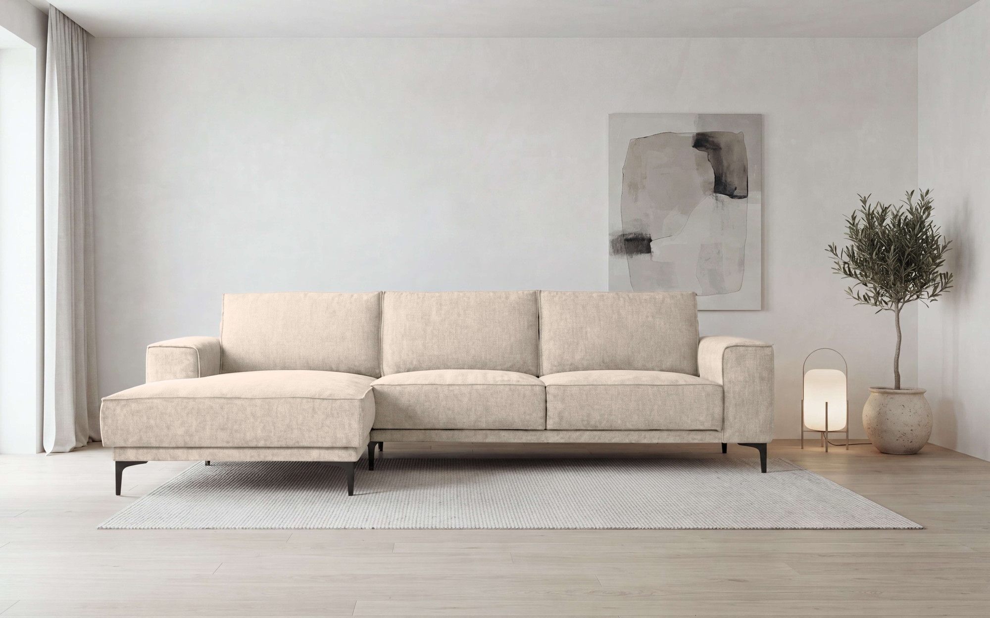 GOODproduct Ecksofa »Polsterecke, Sofa, Oland mit modernem Chenille-Bezug« L-Form, 280 cm, Wellenunterfederung, Skandi-Design, Metallfüsse
