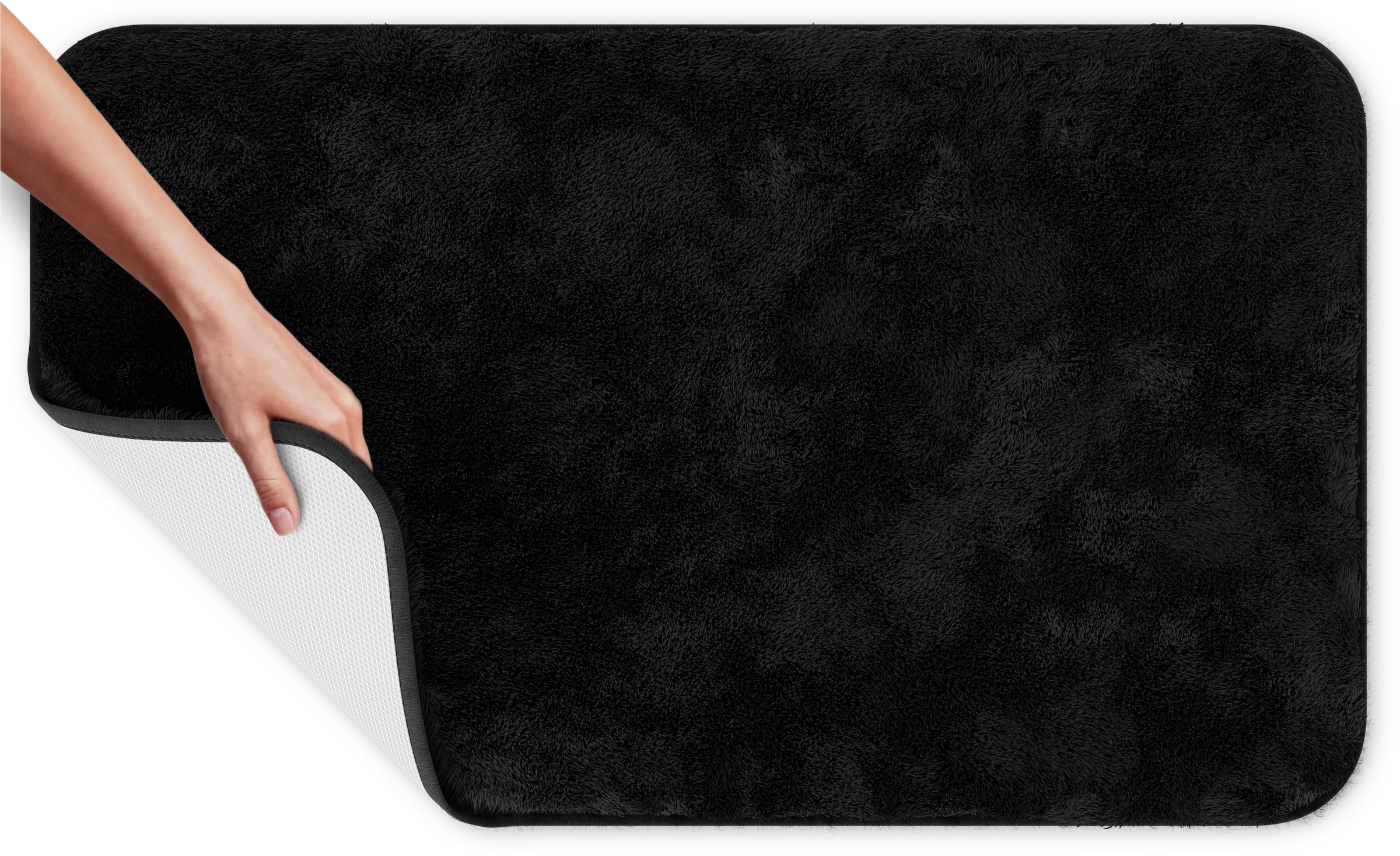 Grund Tapis de bain »Melos, Badvorleger, Badezimmer Teppich, sehr weich« Höhe 27 mm revêtement antidérapant compatible chauffage au sol aspect chiné, poil très doux, effet mélange, fabriqué en Europe