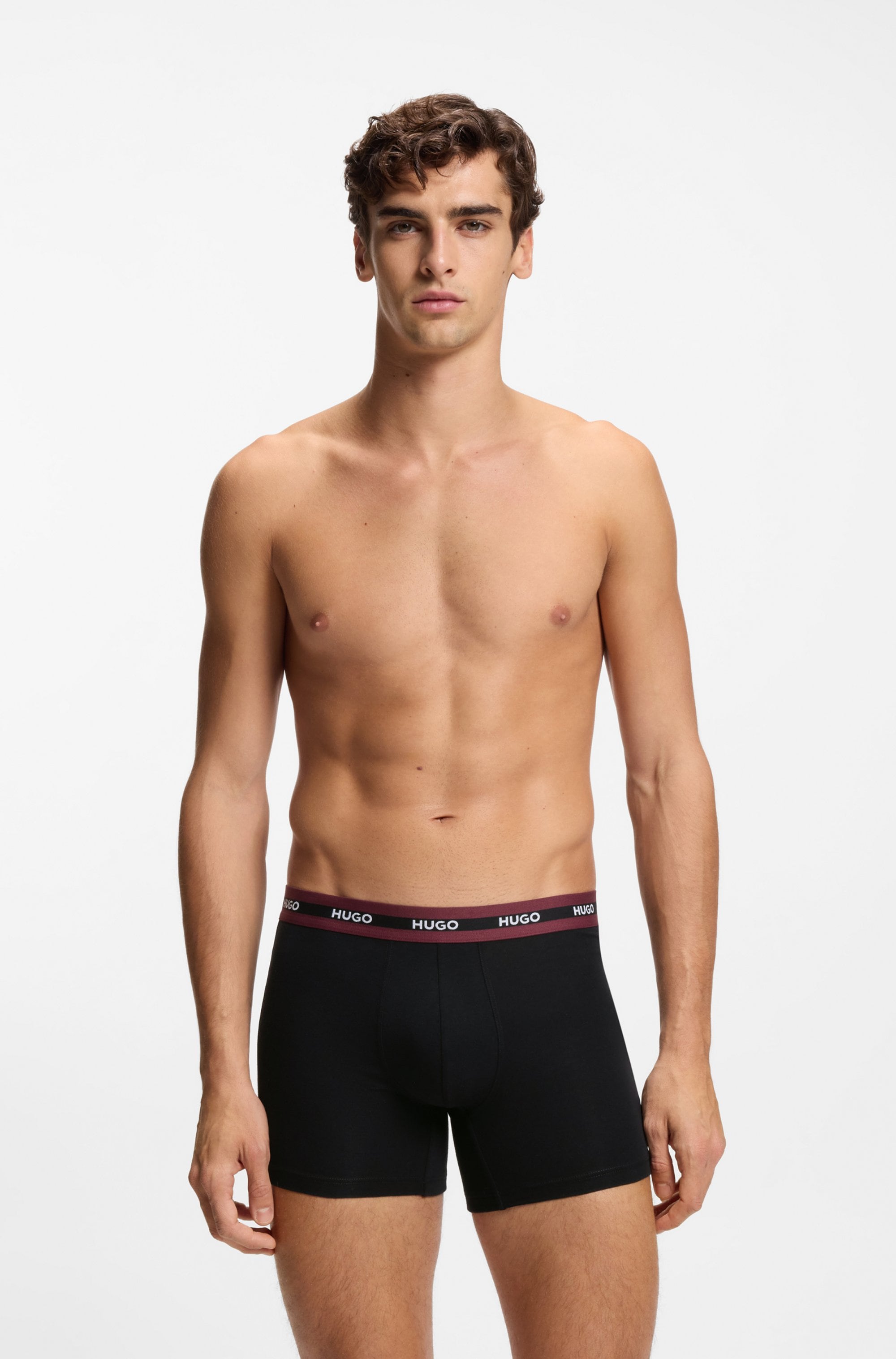 HUGO Underwear Trunk »BOXERBR TRIPL PLANET« kontrastfarbener Bund mit Logo