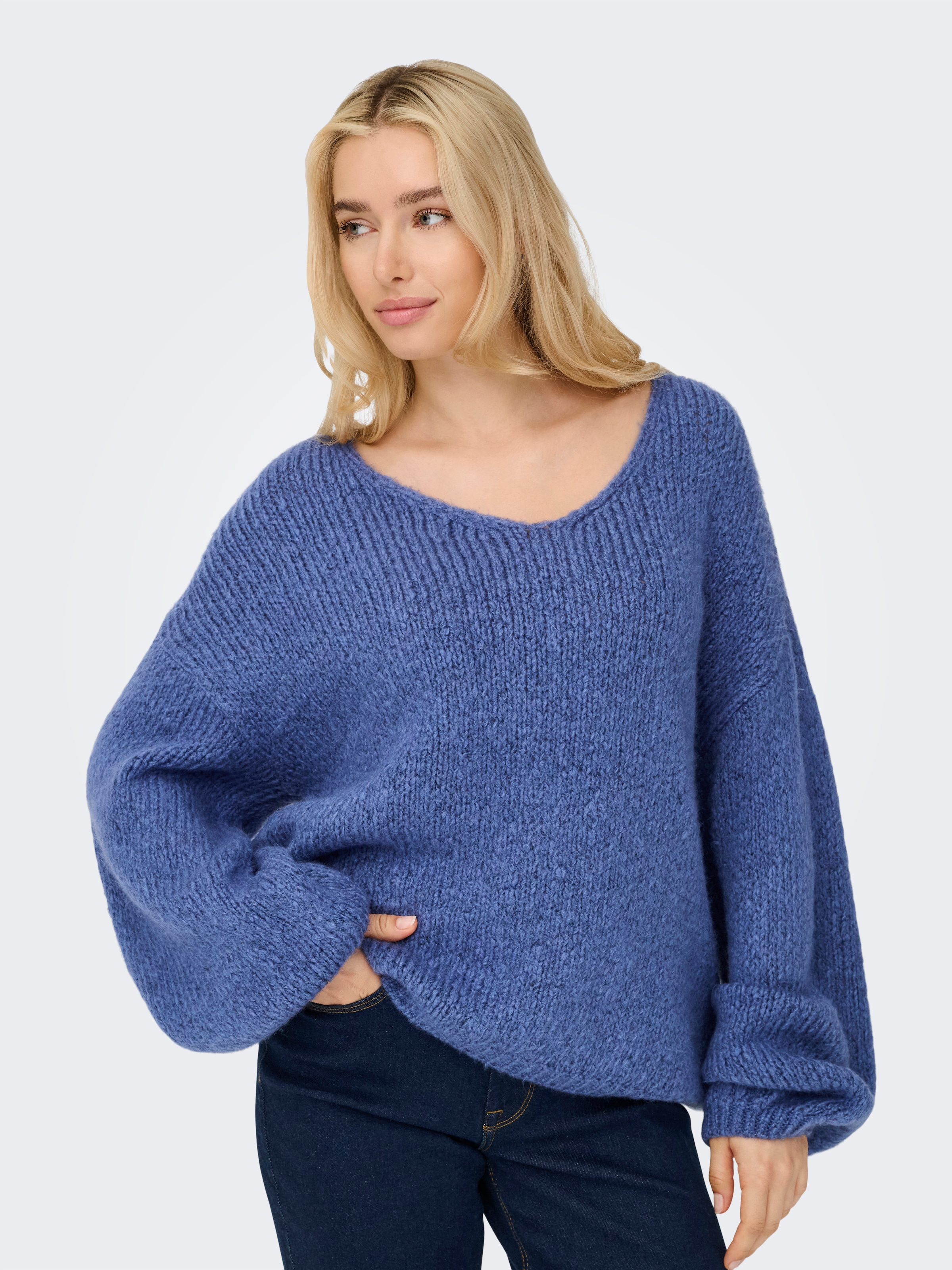 JDY V-Ausschnitt-Pullover »JDYDINEA L/S REVERSIBLE PULLOV. KNT NOOS« Kunstfaser, regular fit