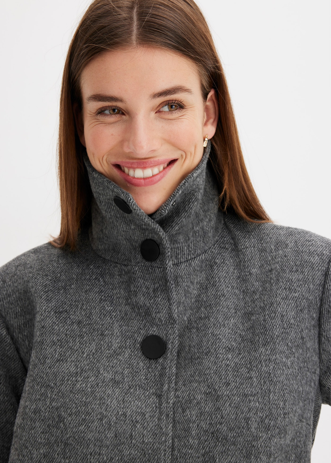 bonprix Manteau court »Kurzmantel in Wolloptik« aus Polyester, in A-Linie, mit Stehkragen, in Wolloptik