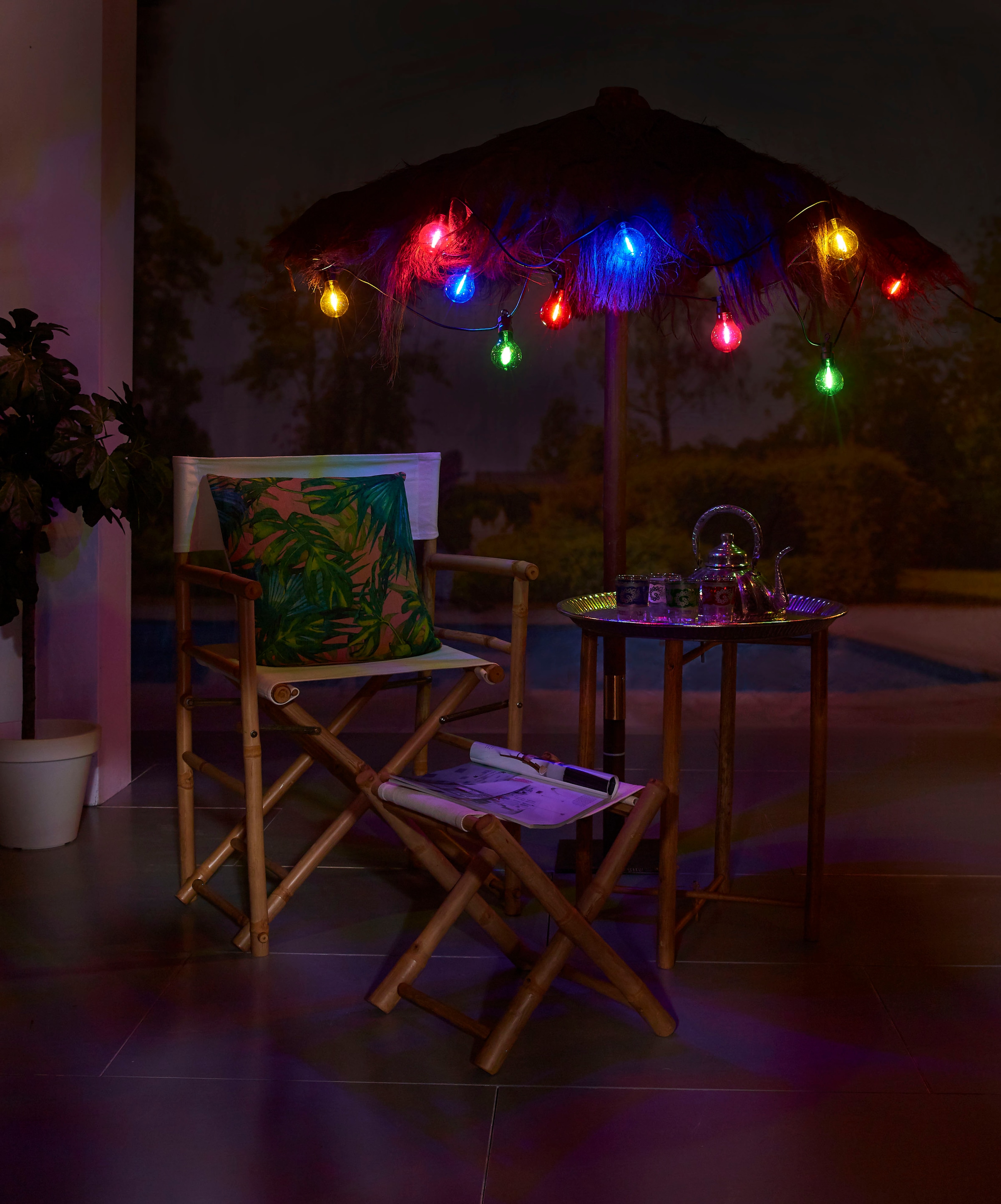 LUXFORM Lichterkette »24V-Lichterkette Maui - mit 10x farbigen LED« Überall aufhängbar, drinnen und draussen