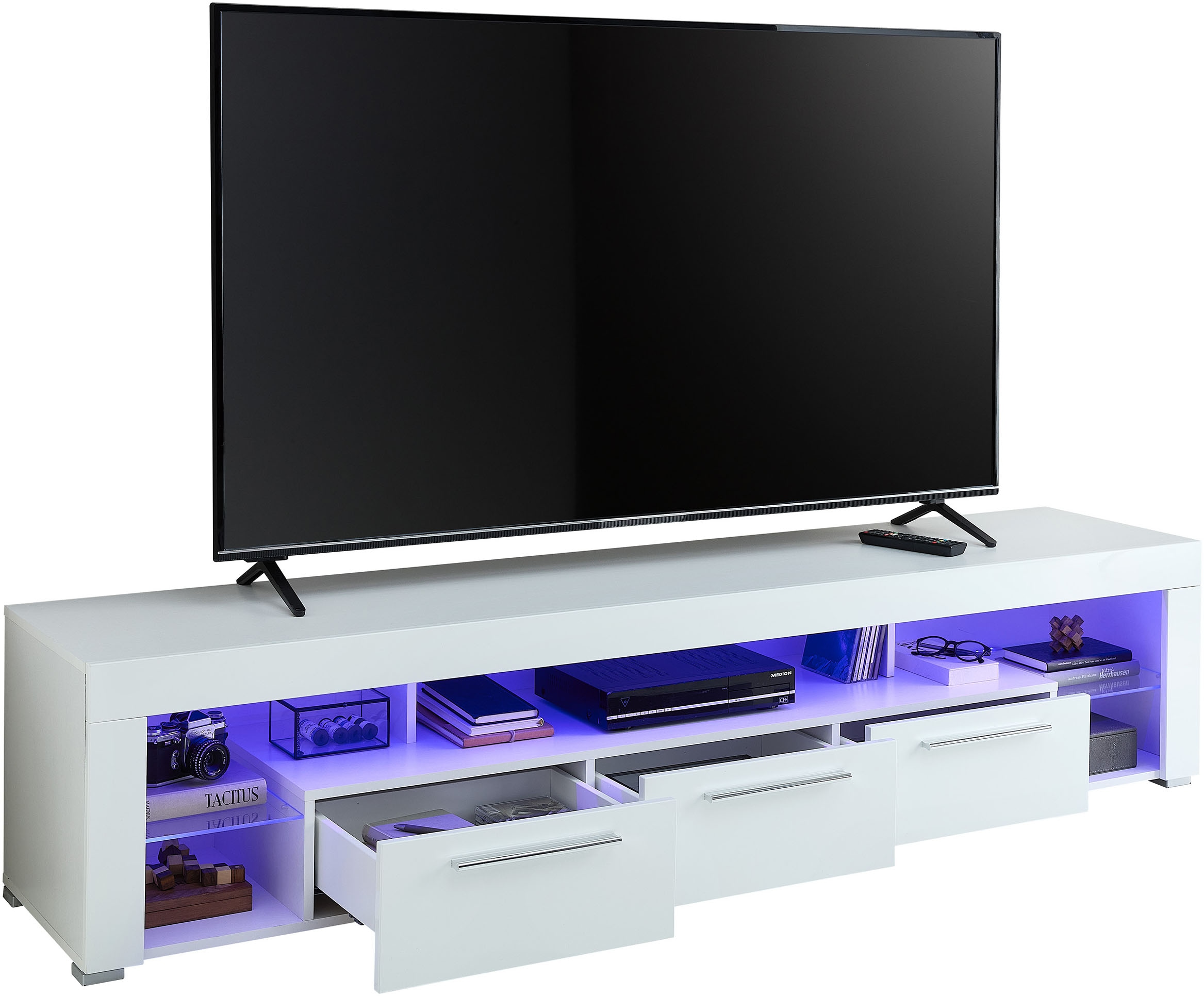 Stolkom TV-Schrank »Goal« 3 Schubkästen, 5 offenen Fächern, Stellmass 200/44/44 cm