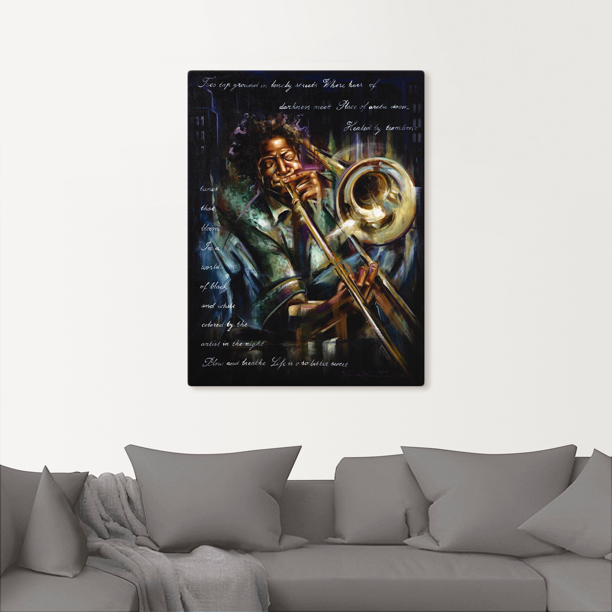 Artland Leinwandbild »Posaunen Melodien« Musiker 1 Stk. tlg. auf Holzrahmen gespannt