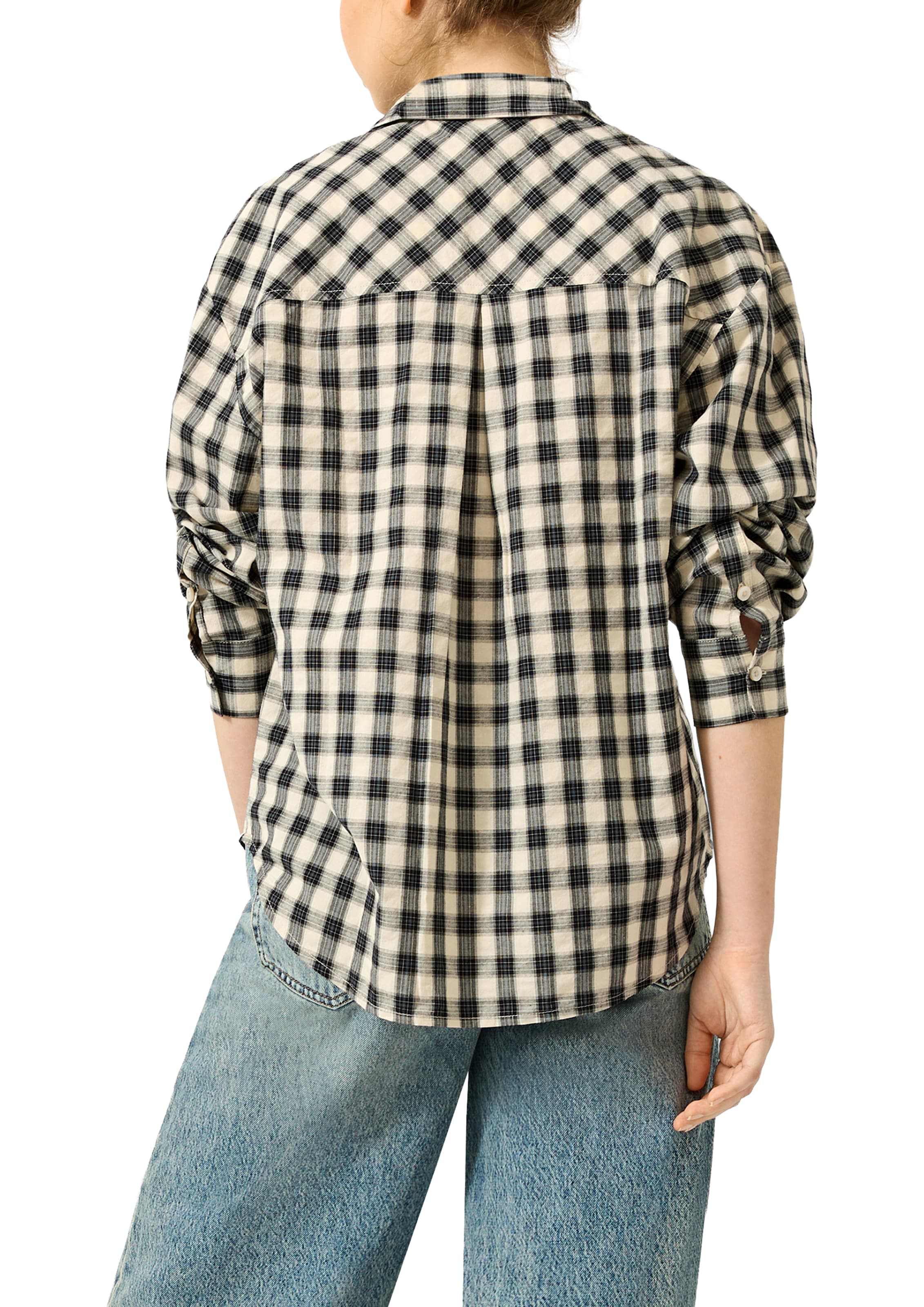 QS Blouse à carreaux Langarmbluse in Karo-Optik mit Knopfleiste